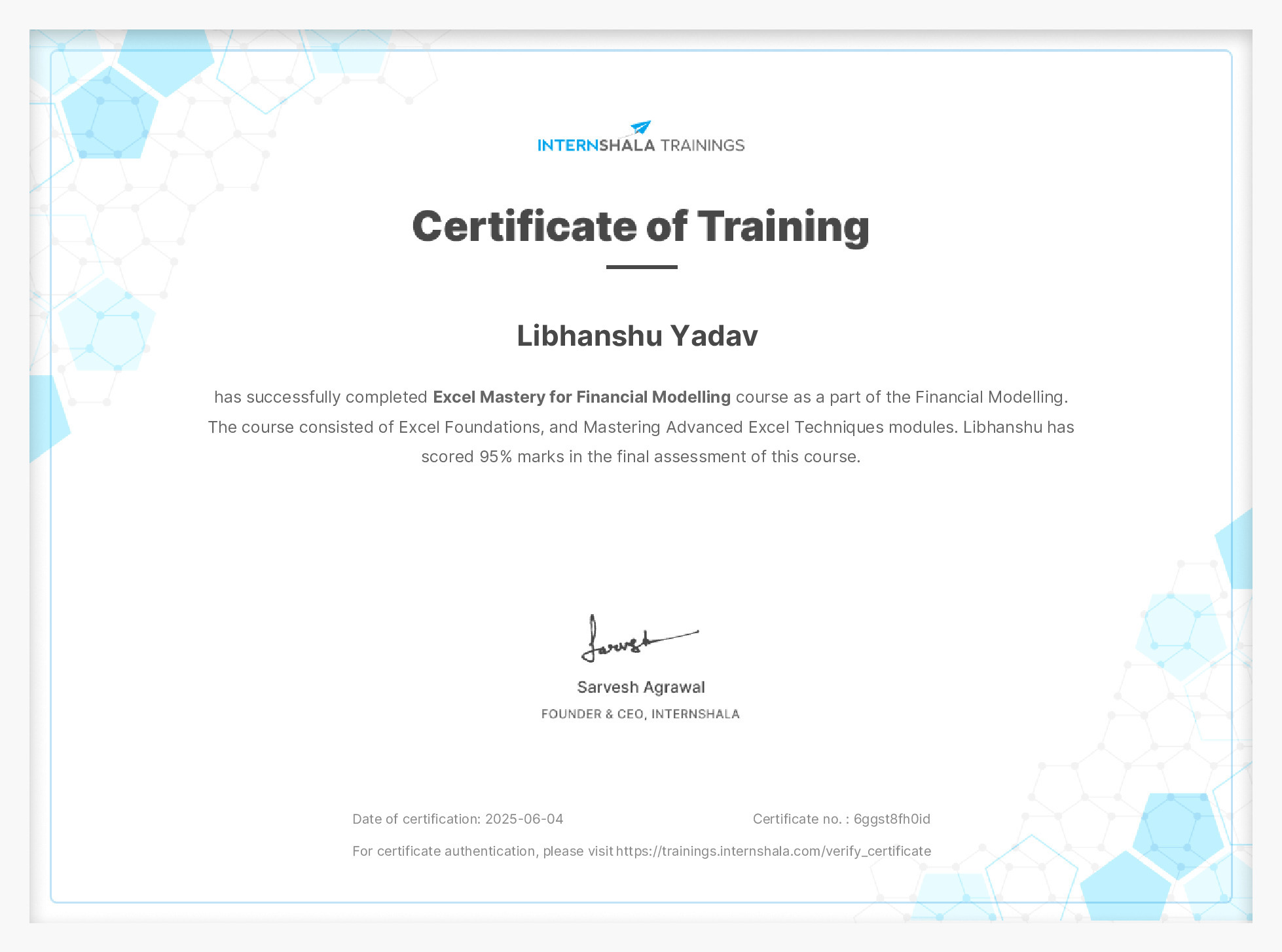 Certificate of completion