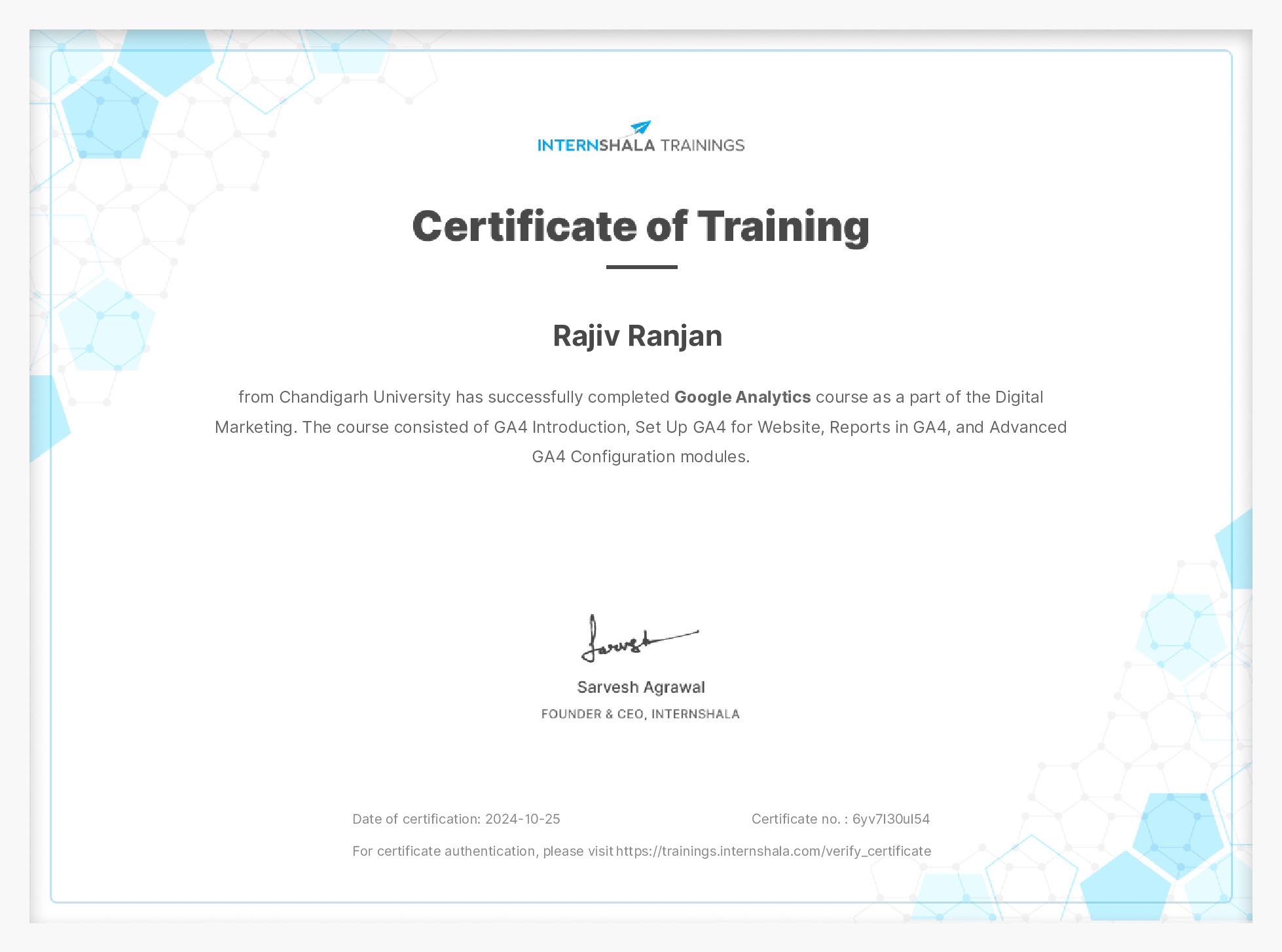 Certificate of completion