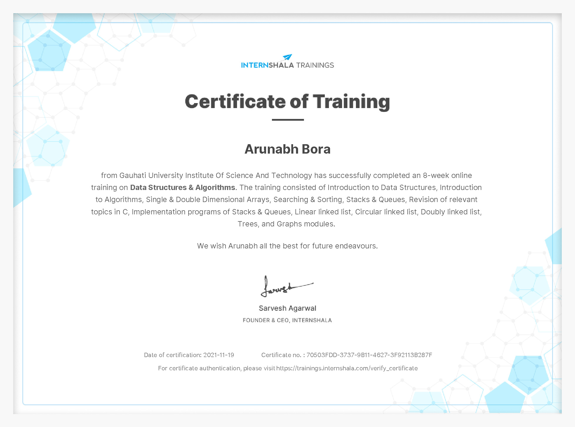 Certificate of completion