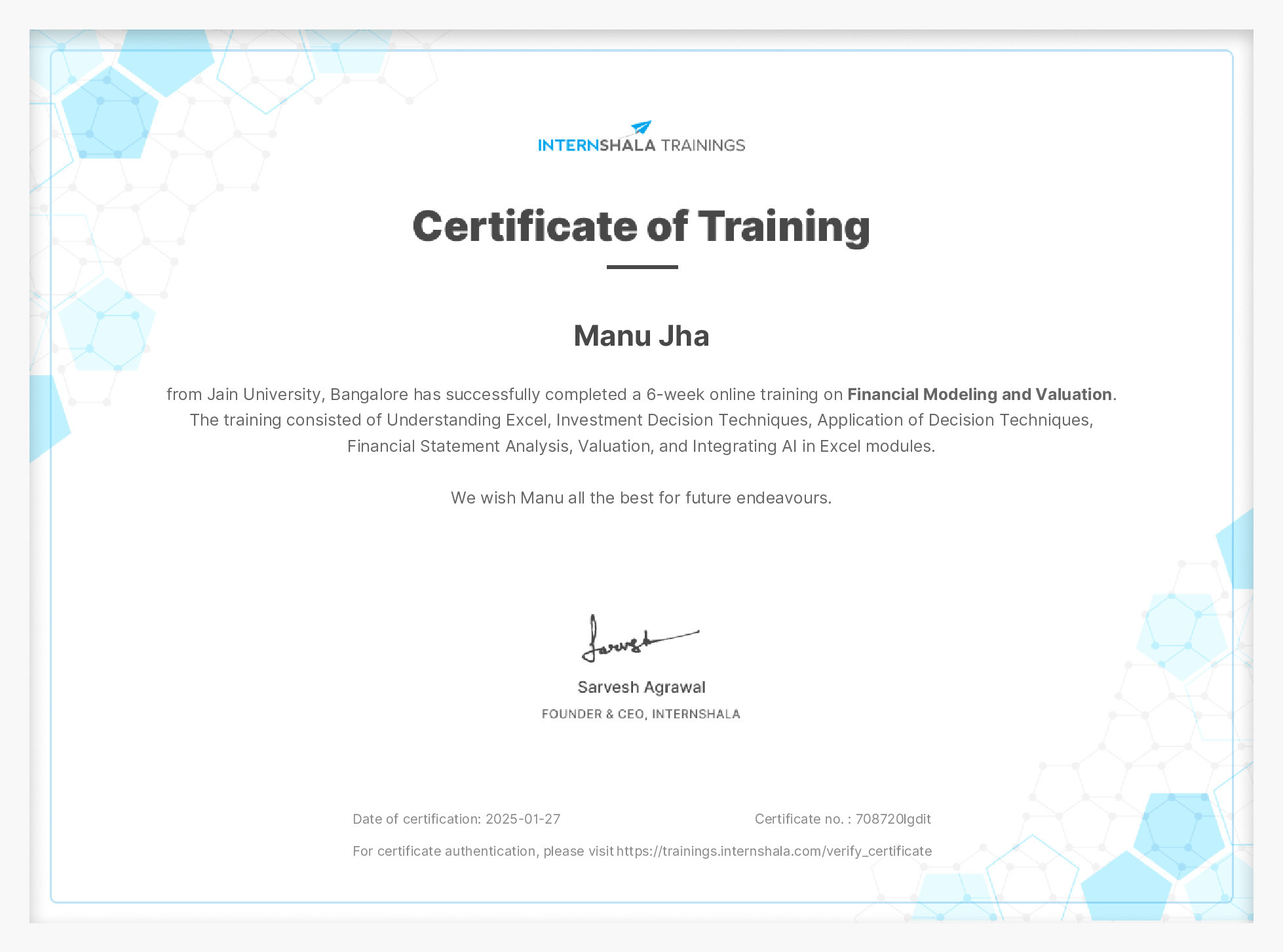 Certificate of completion
