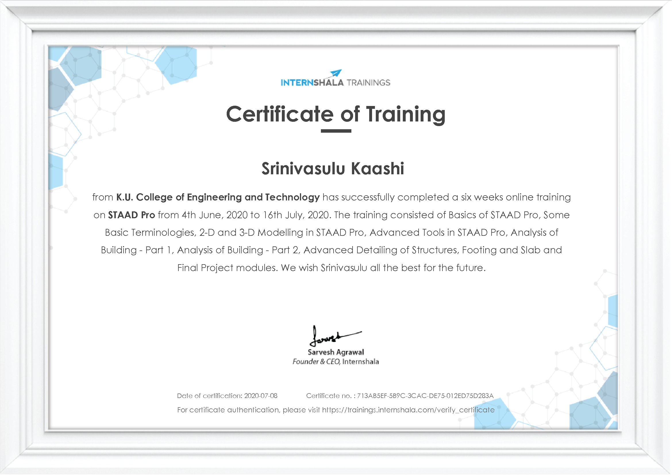 Certificate of completion