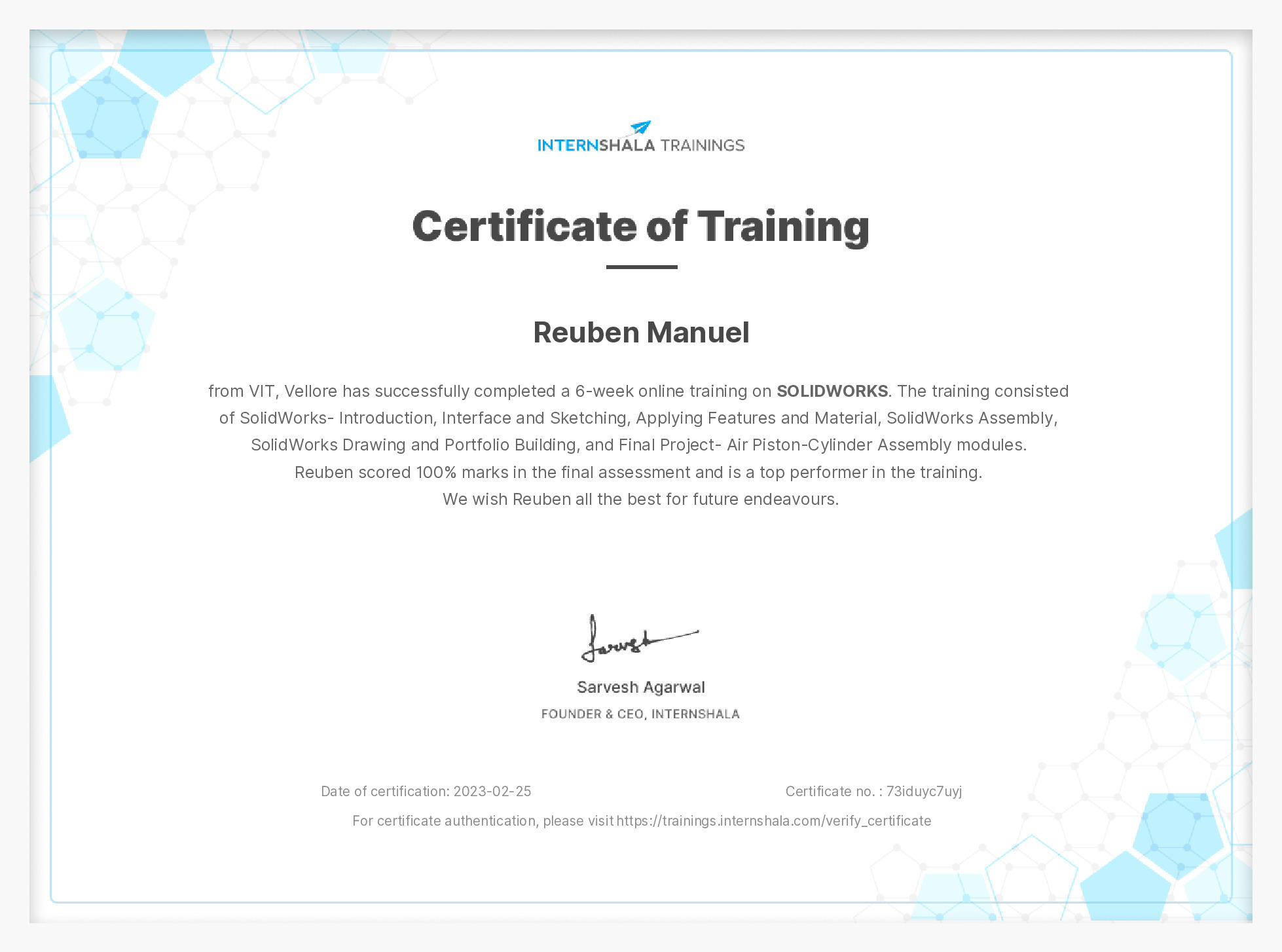 Certificate of completion