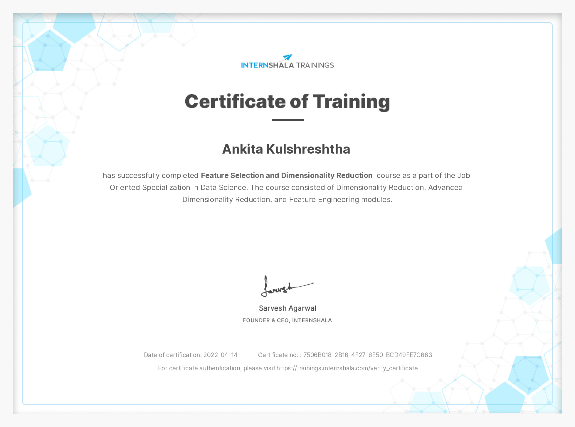 Certificate of completion