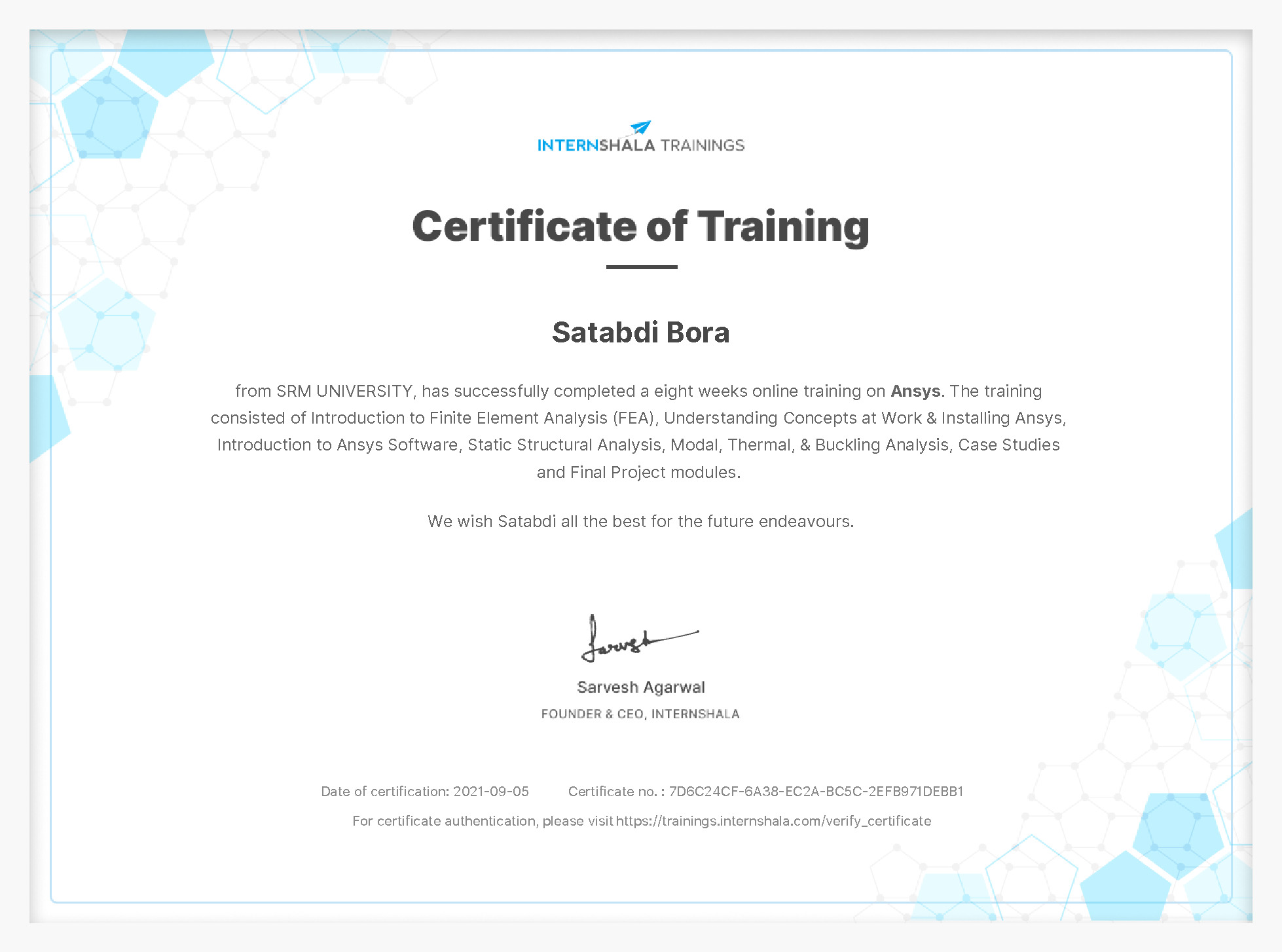 Certificate of completion