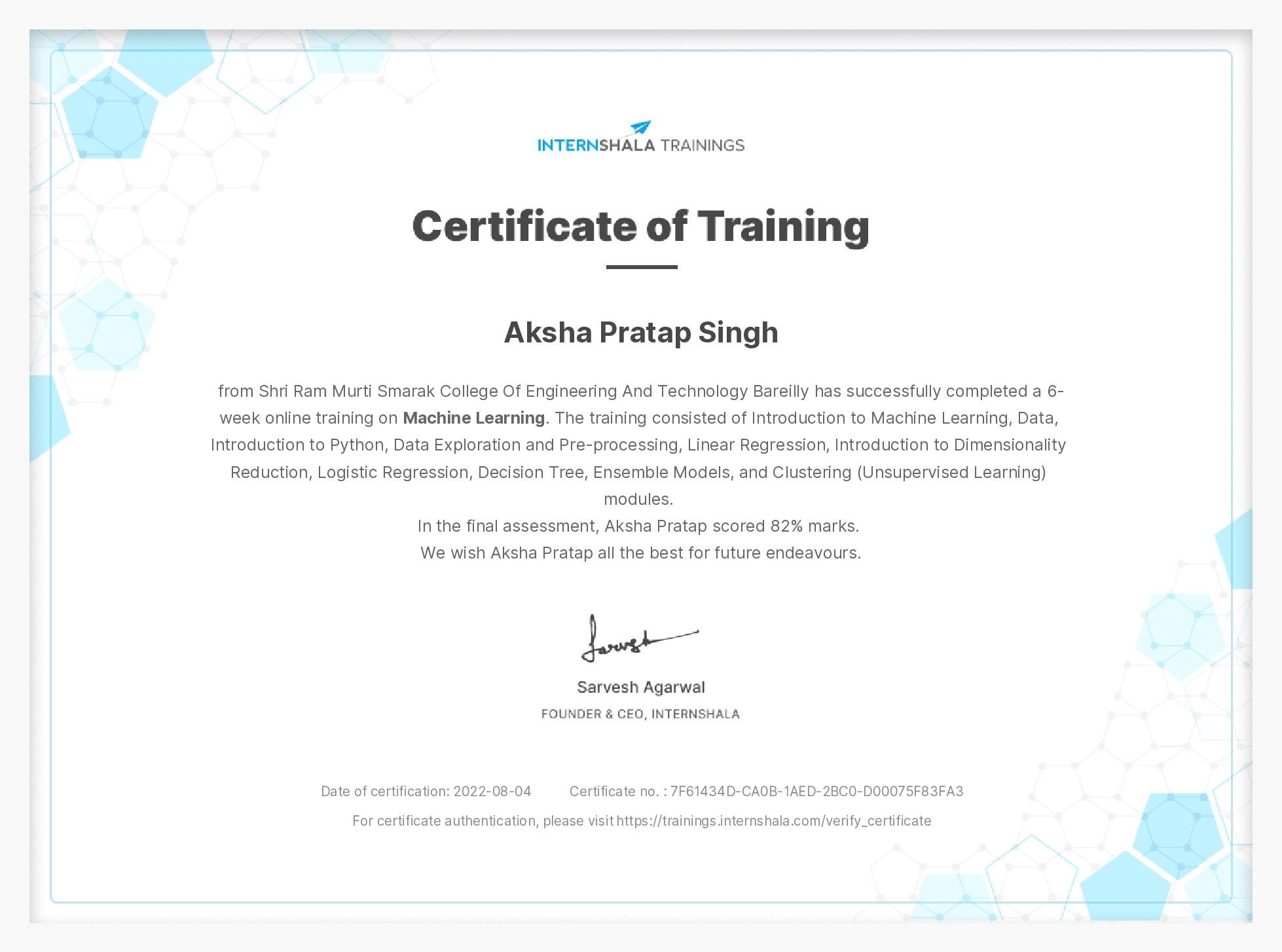Certificate of completion