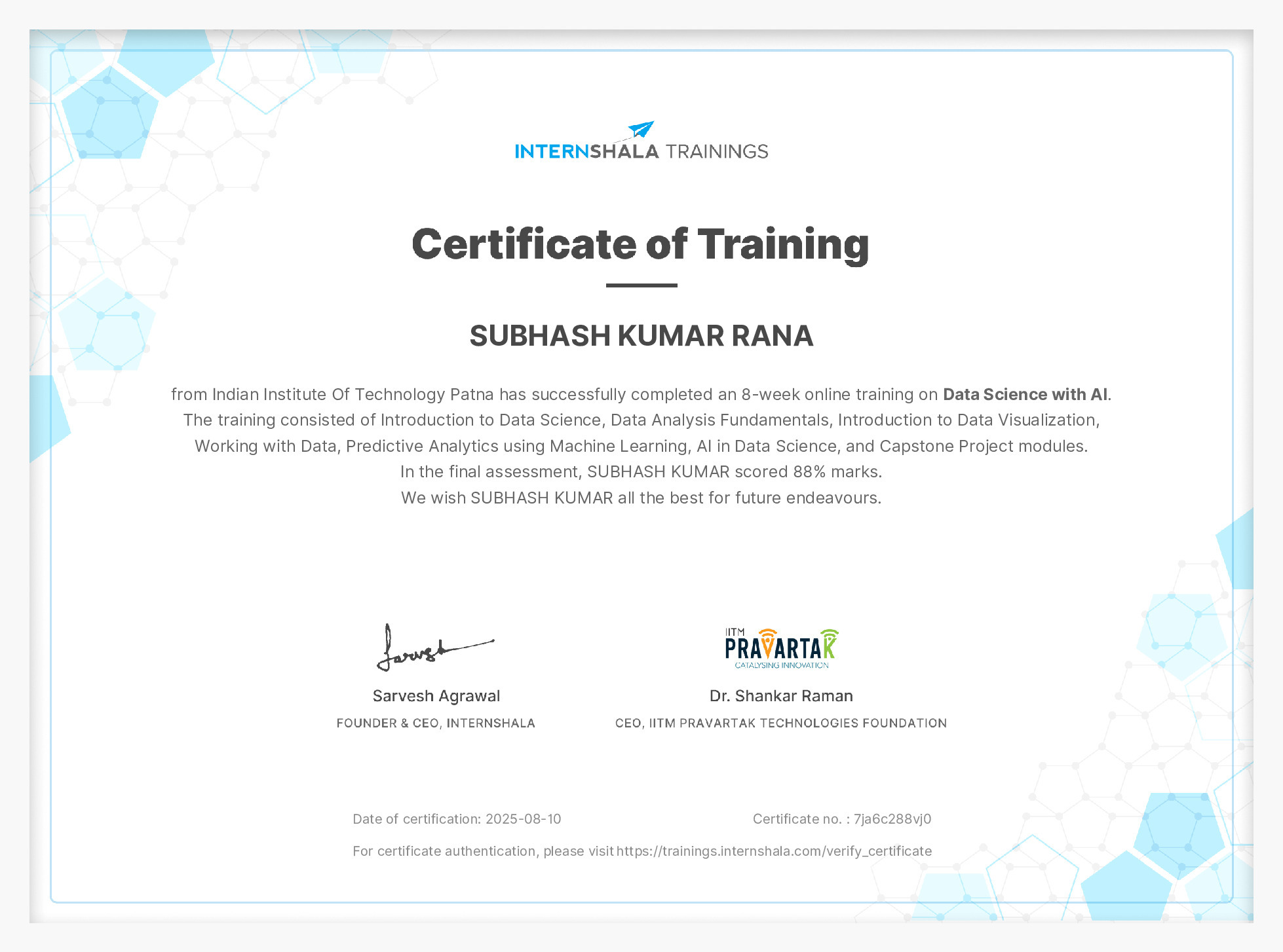 Certificate of completion