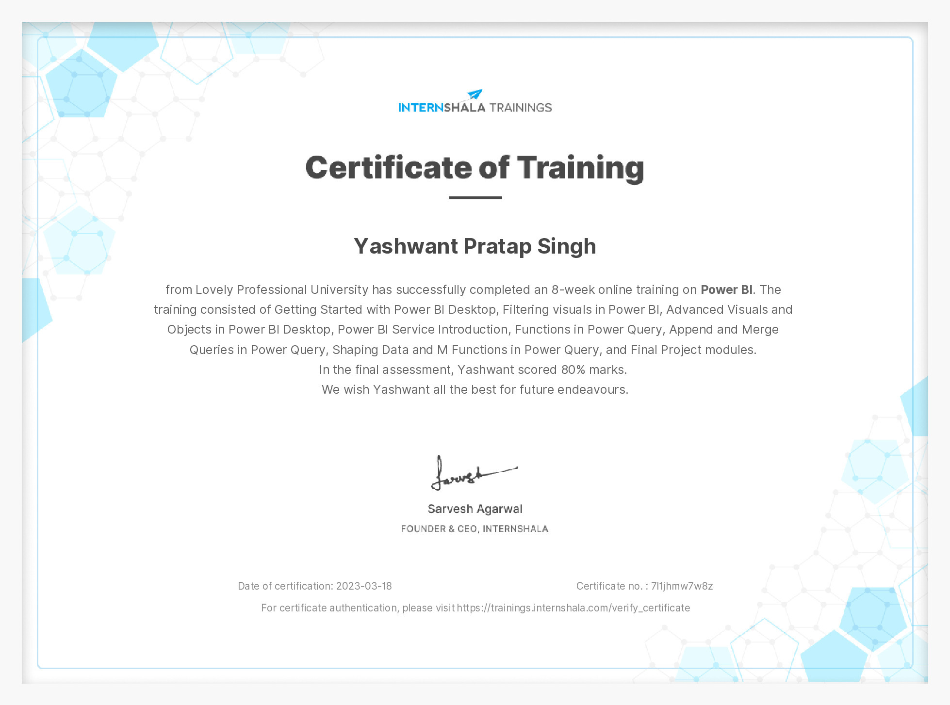 Certificate of completion