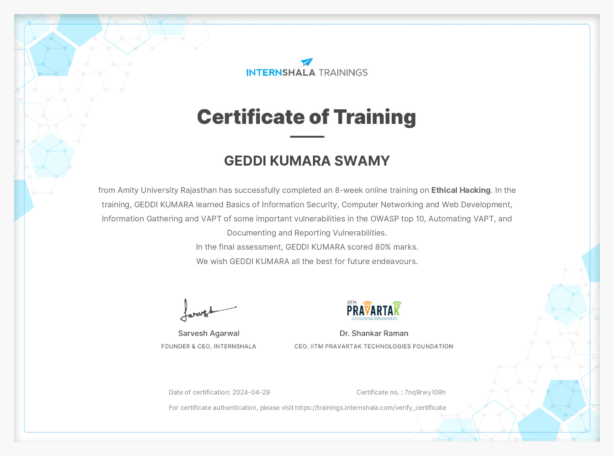 Certificate of completion