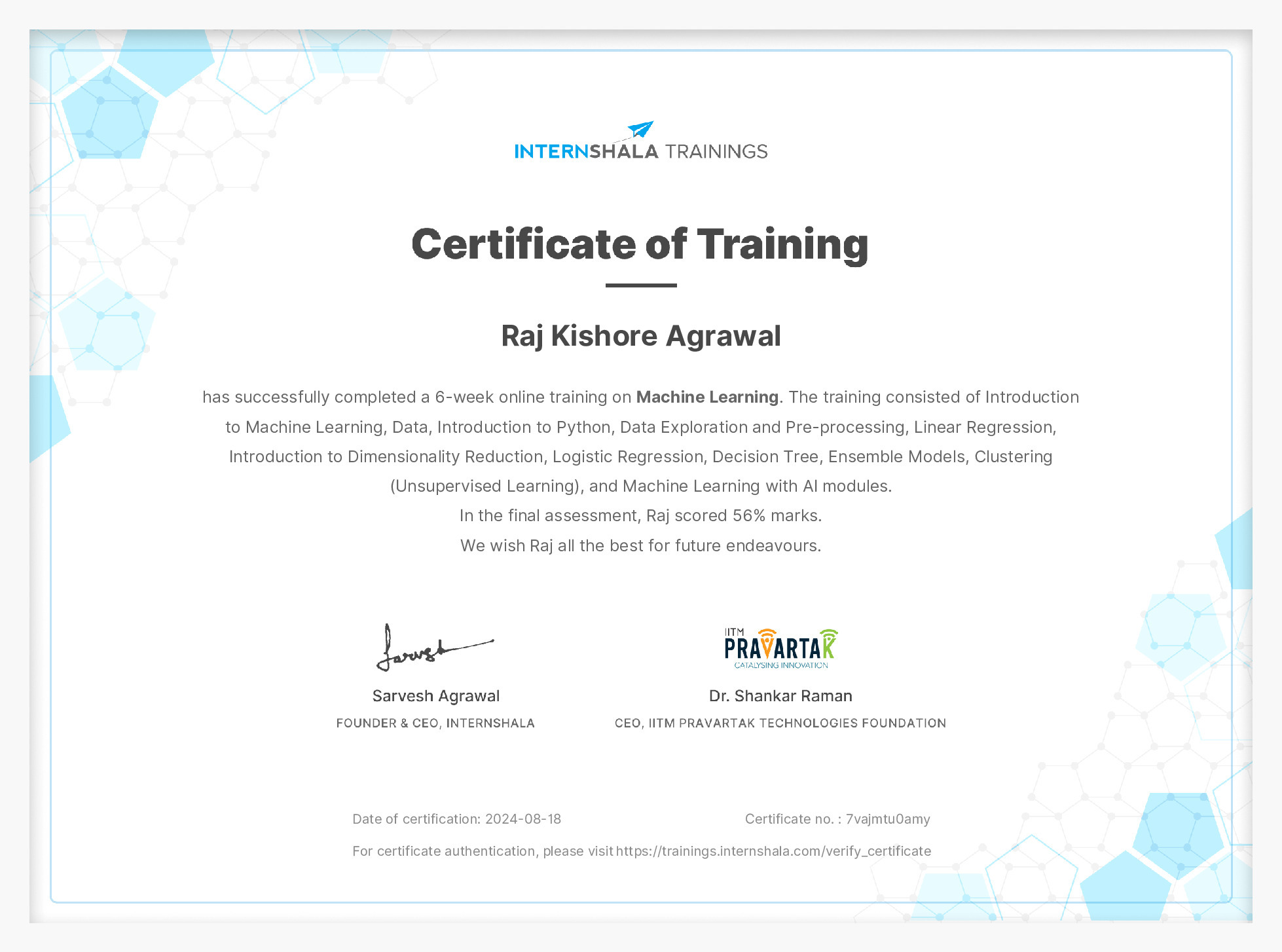 Certificate of completion