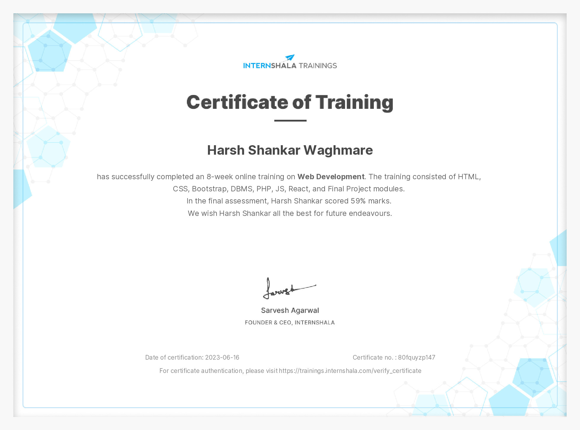 Certificate of completion