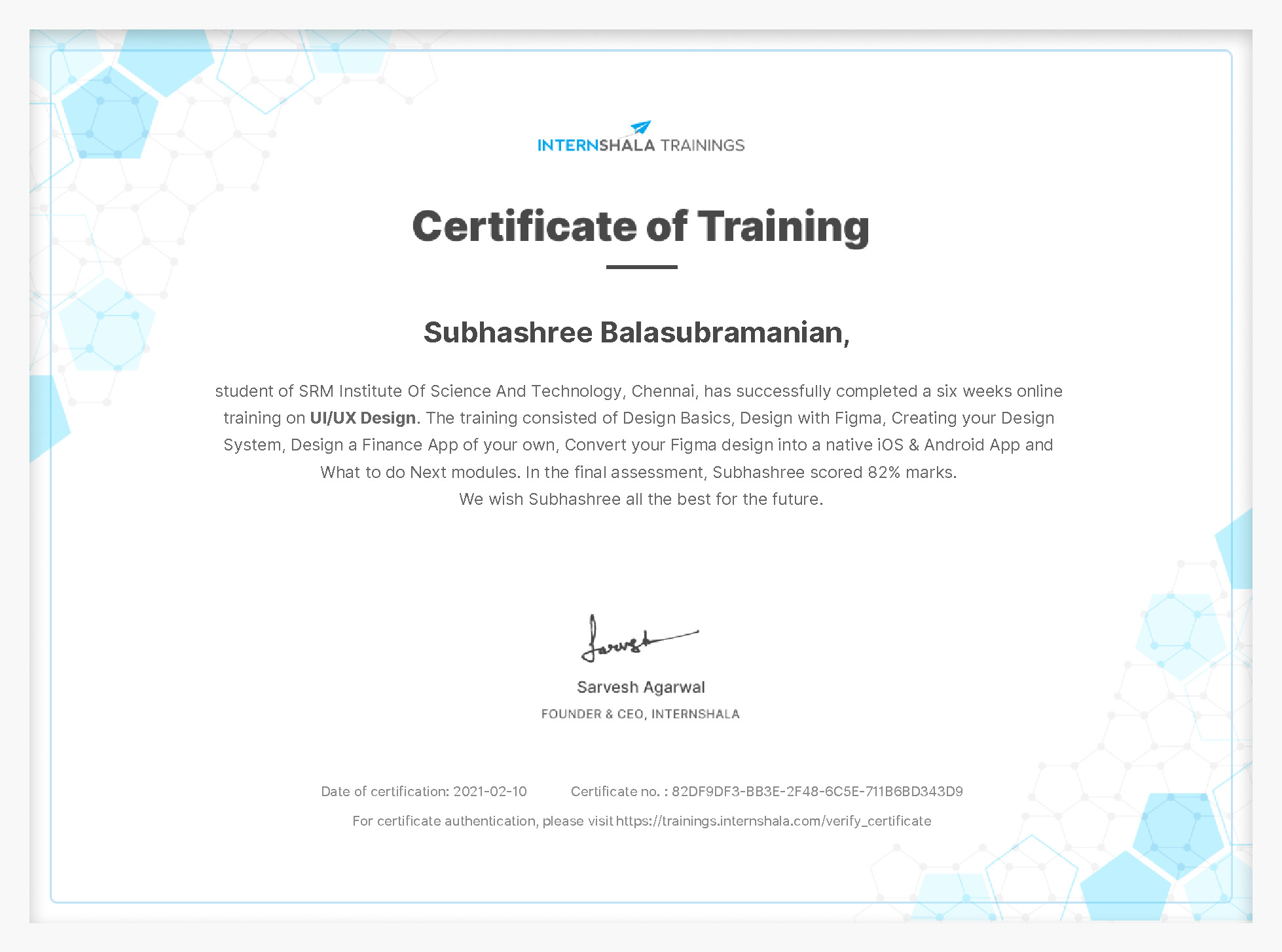 Certificate of completion