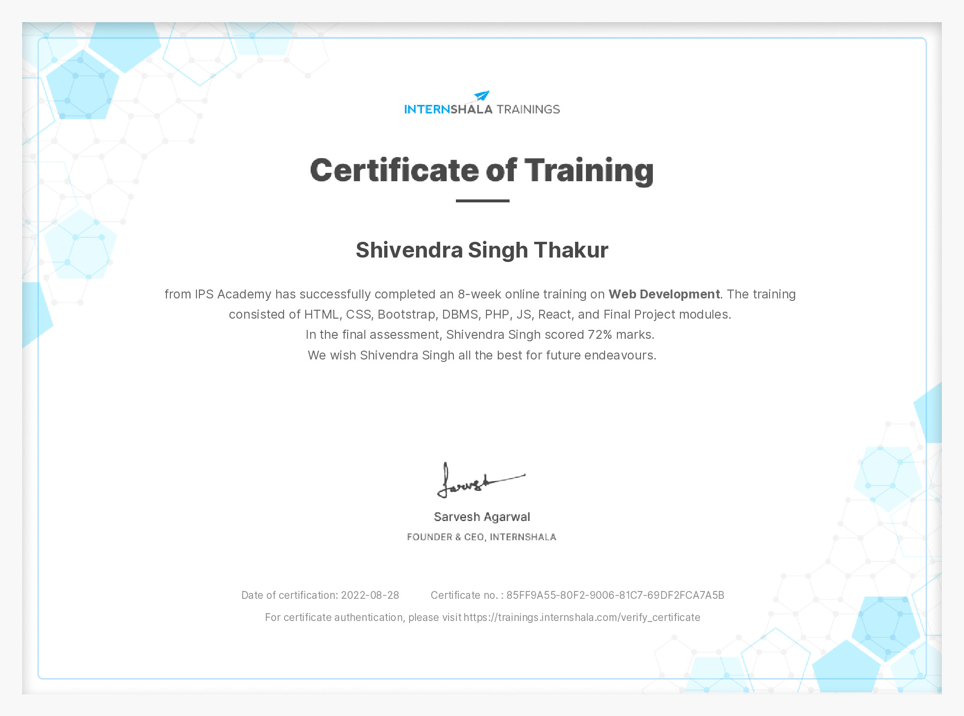 Certificate of completion