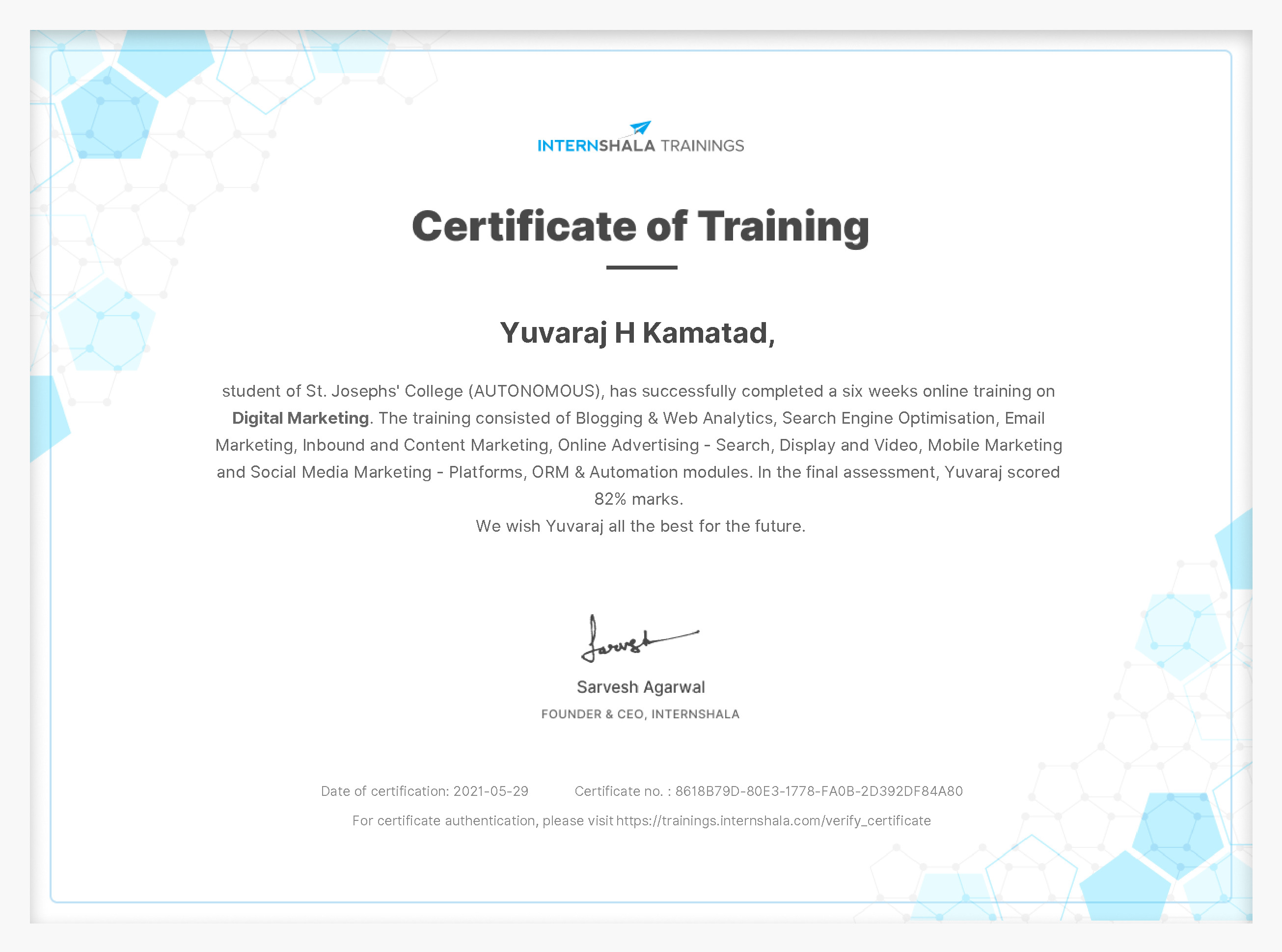 Certificate of completion