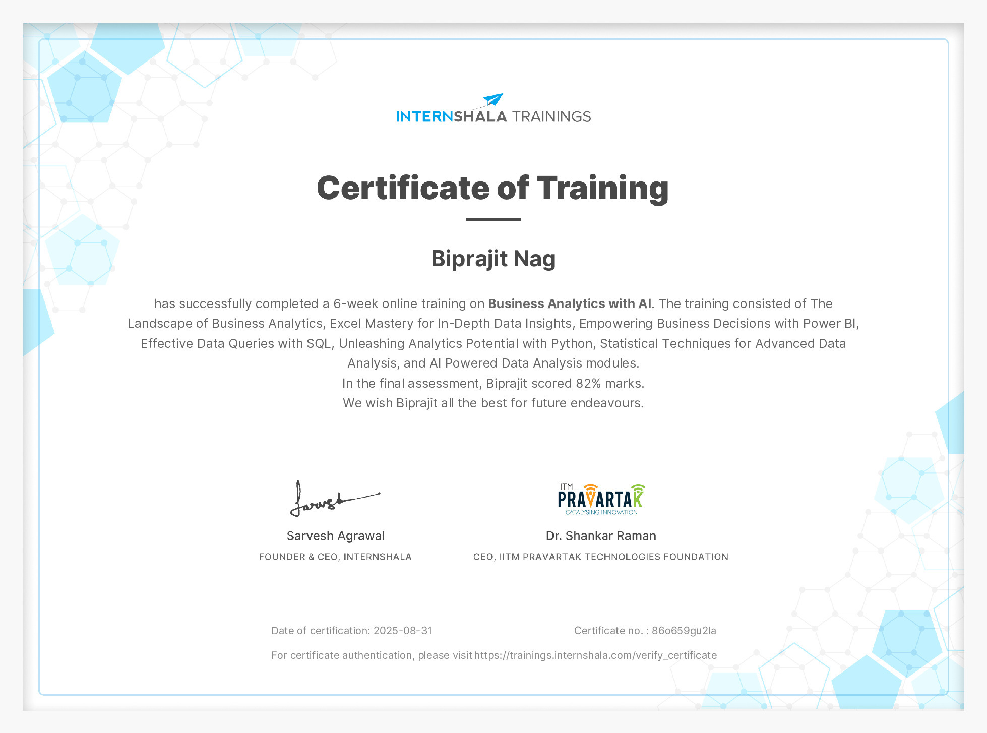 Certificate of completion