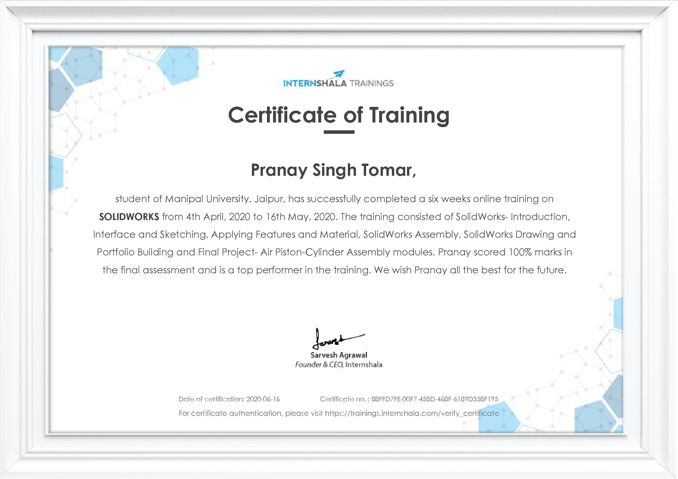 Certificate of completion