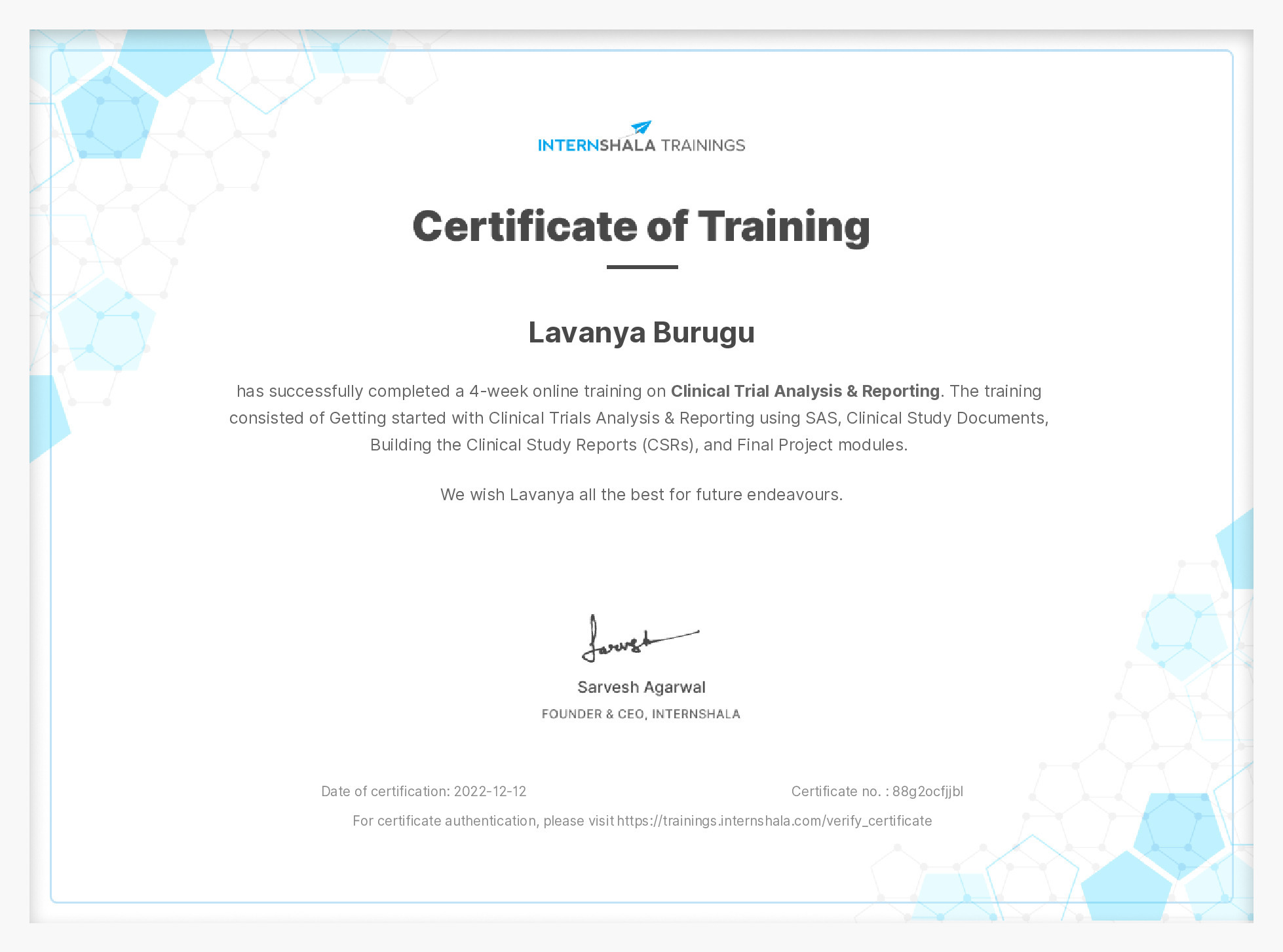 Certificate of completion