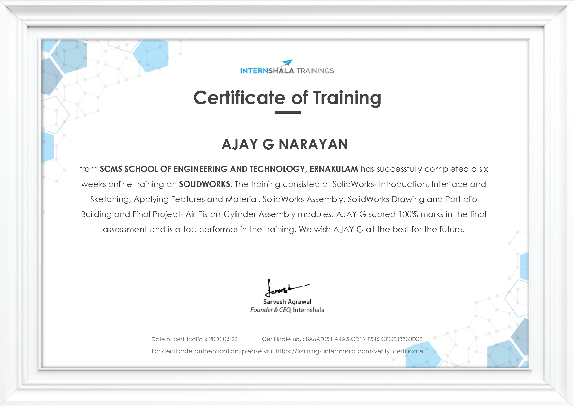 Certificate of completion