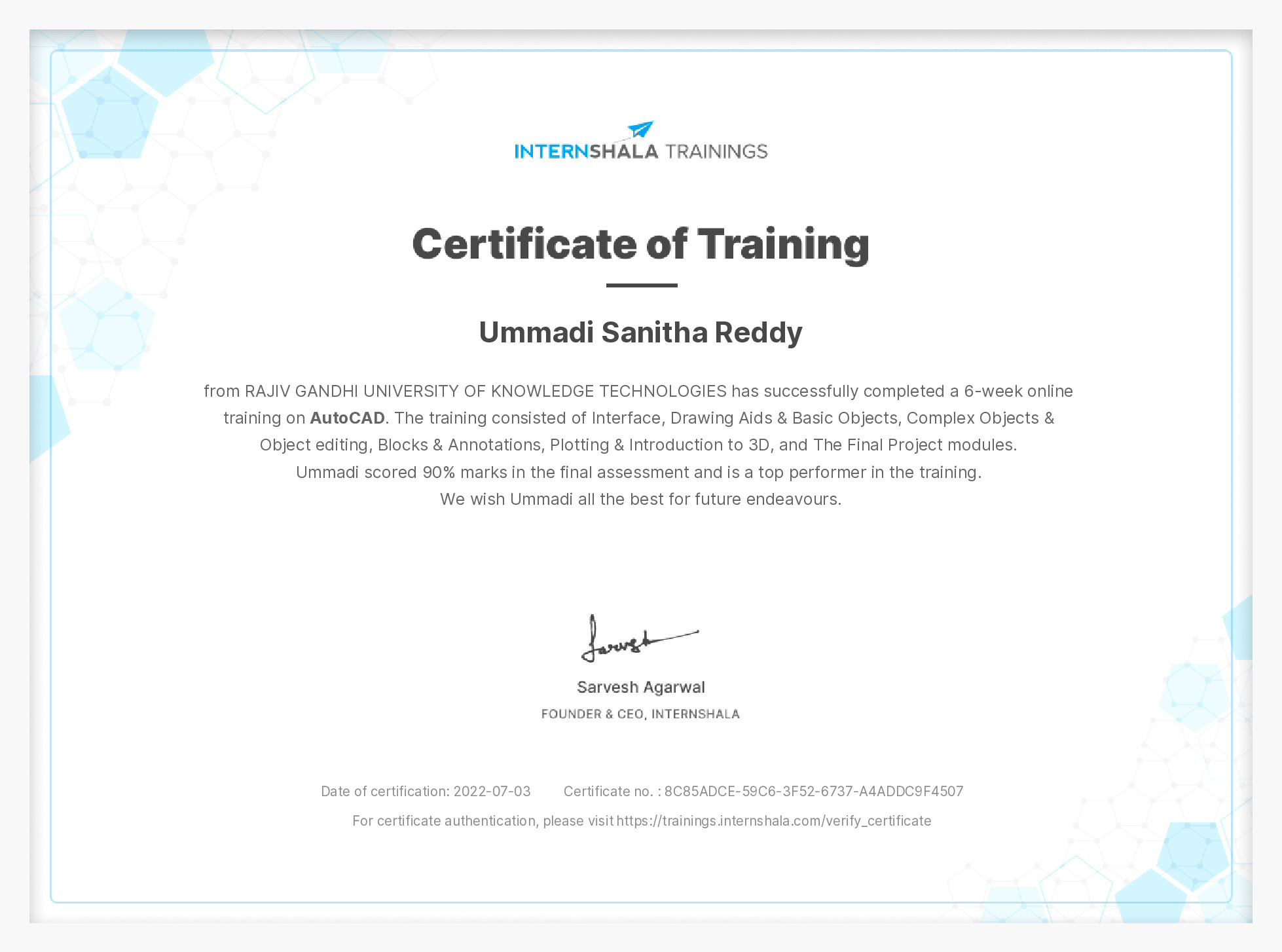 Certificate of completion
