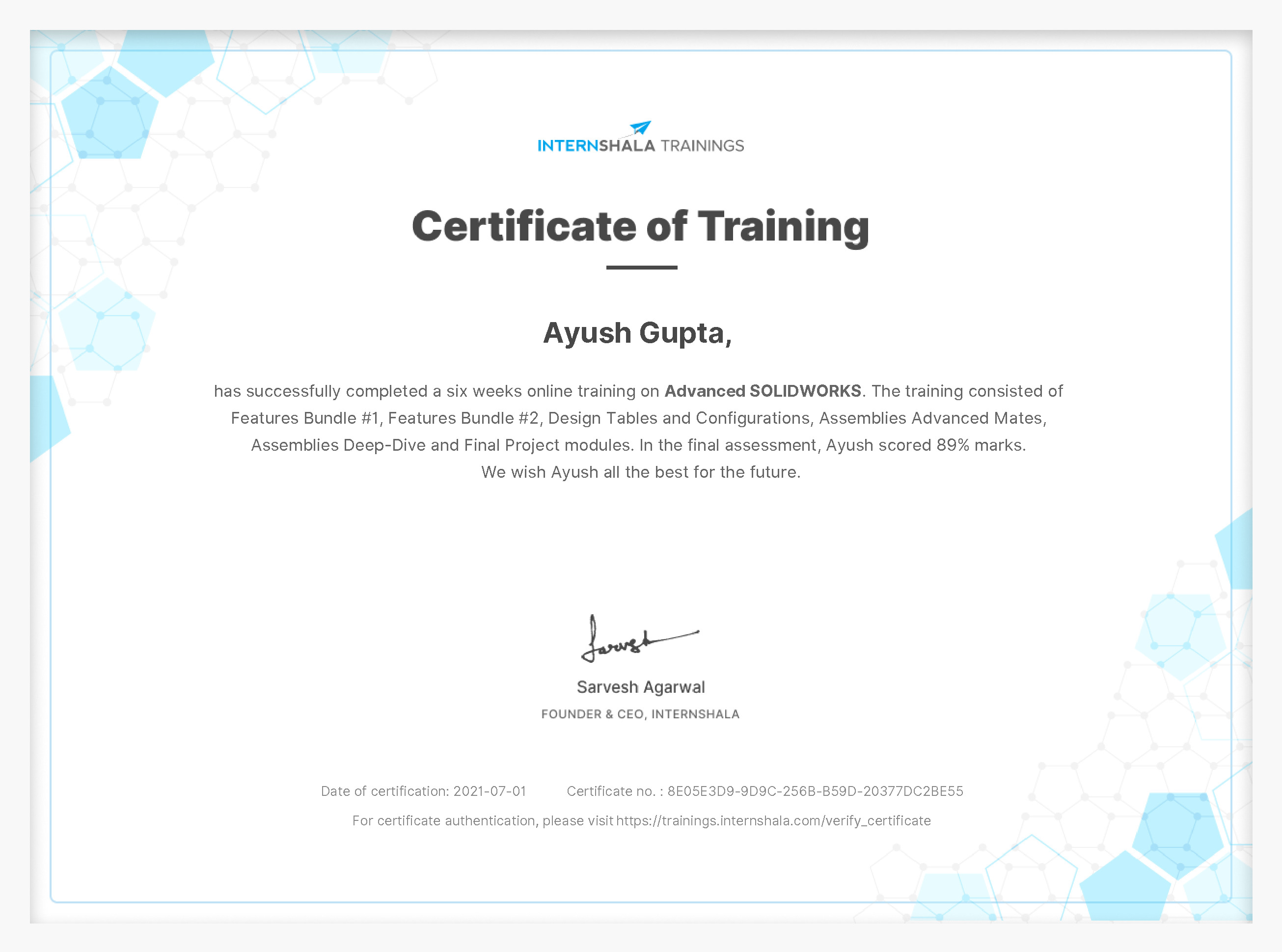 Certificate of completion