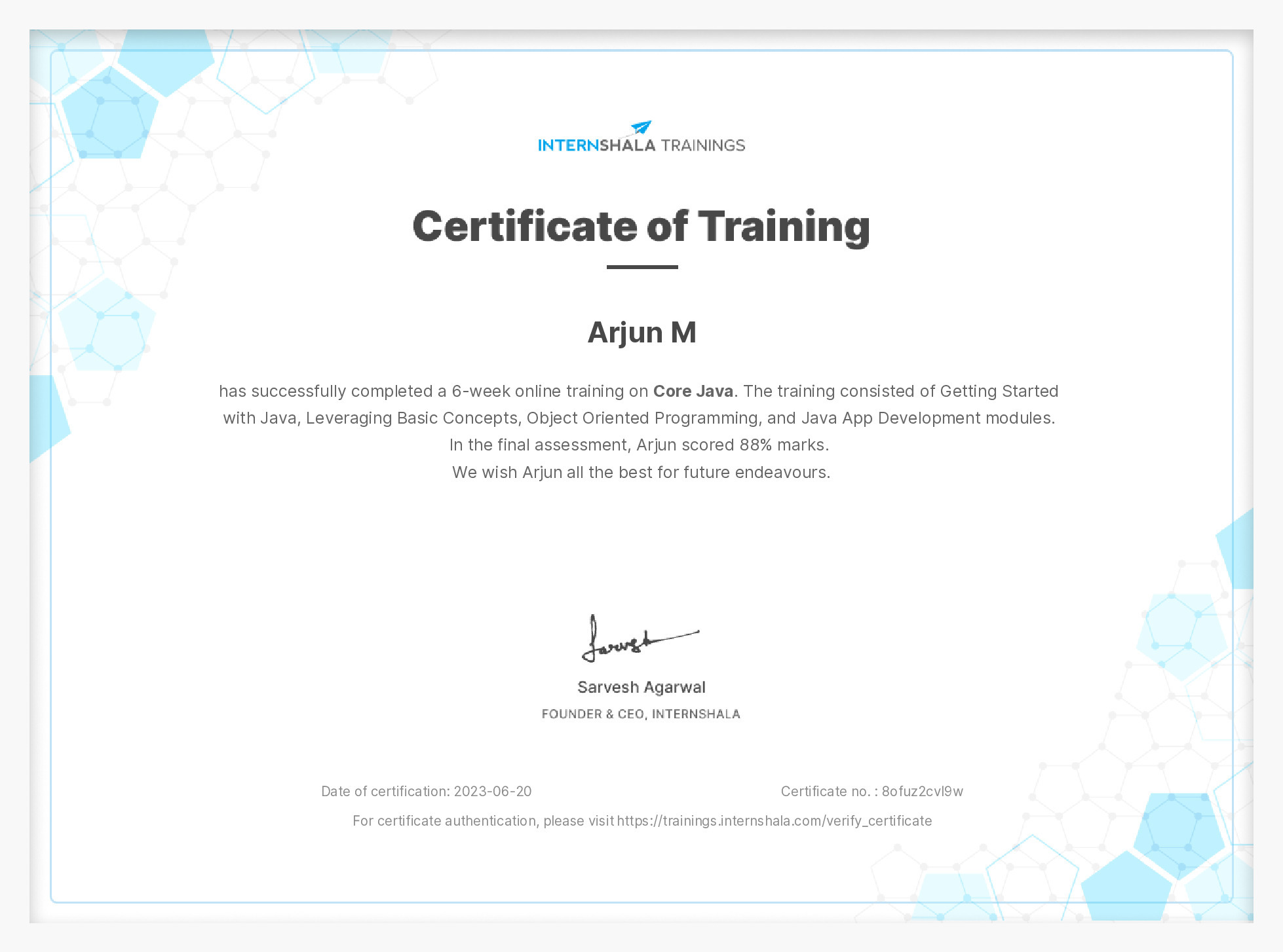Certificate of completion