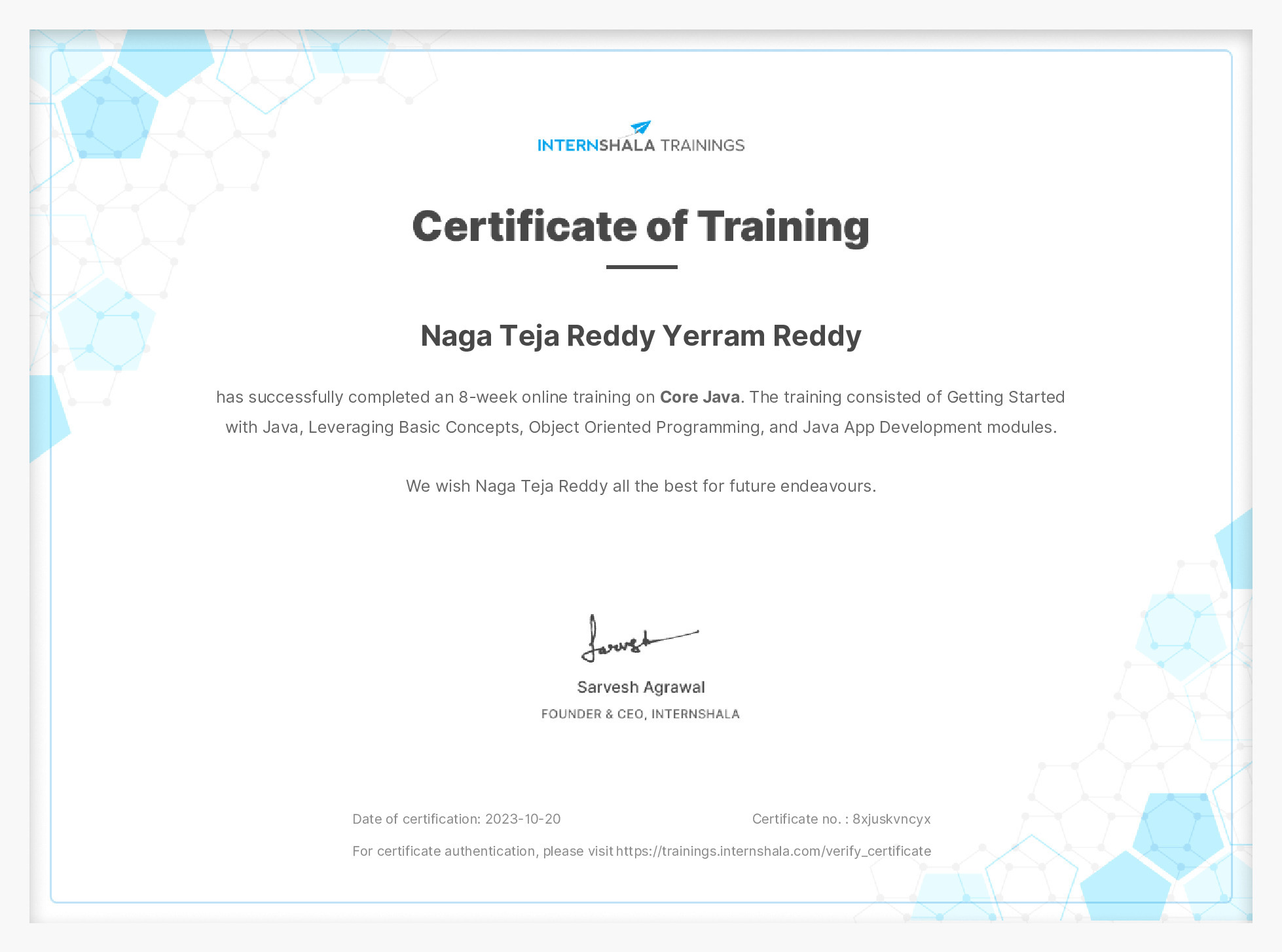 Certificate of completion