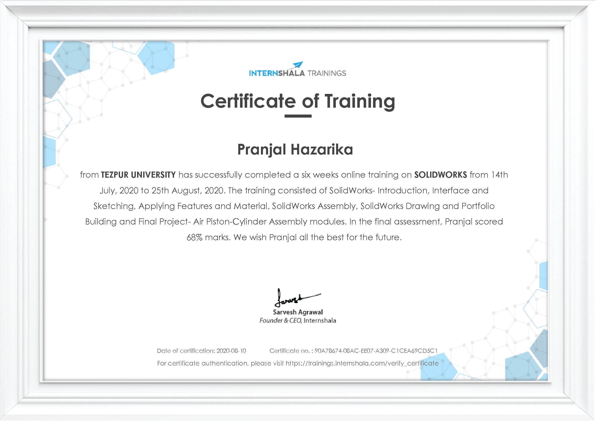 Certificate of completion