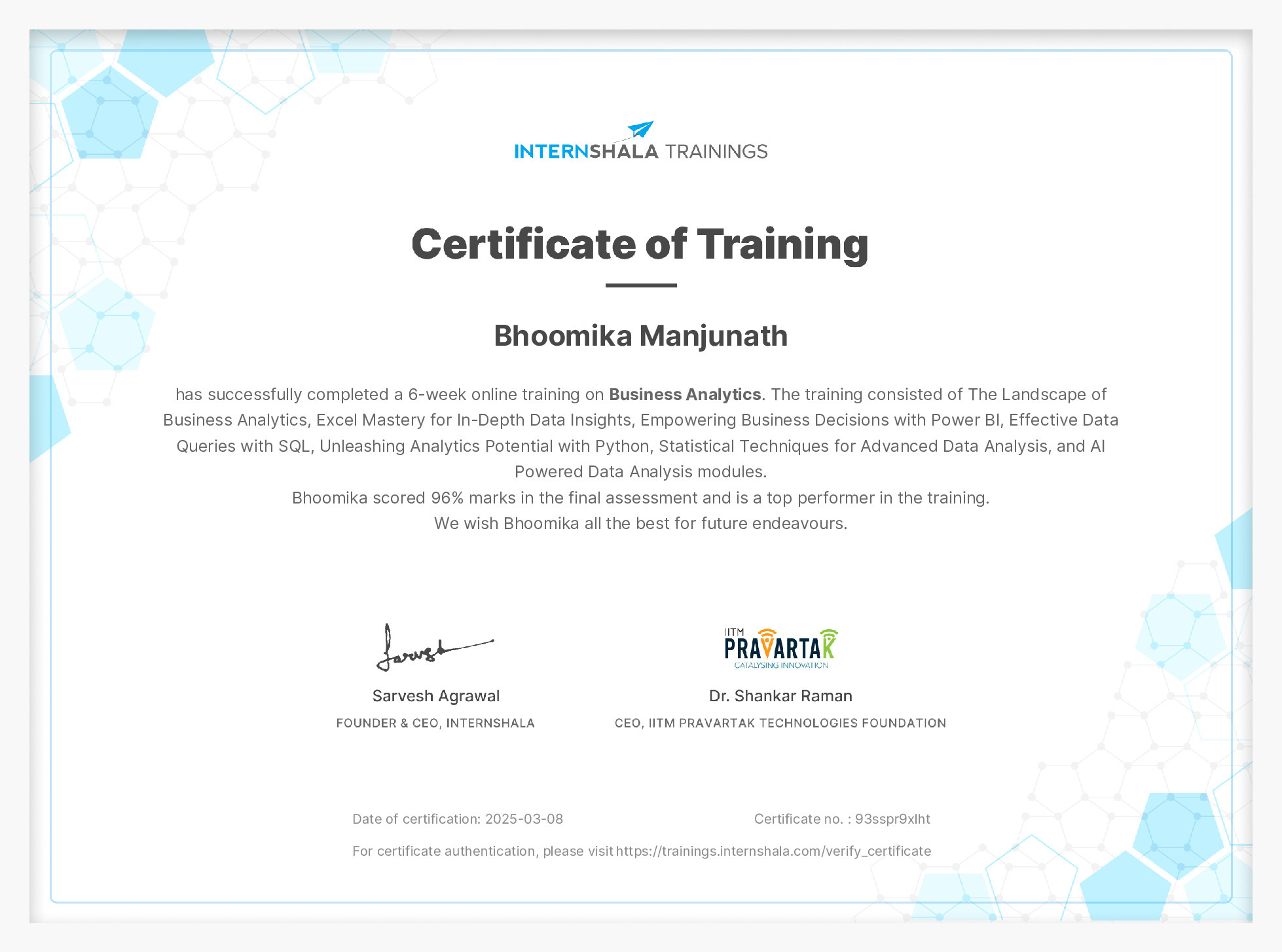 Certificate of completion
