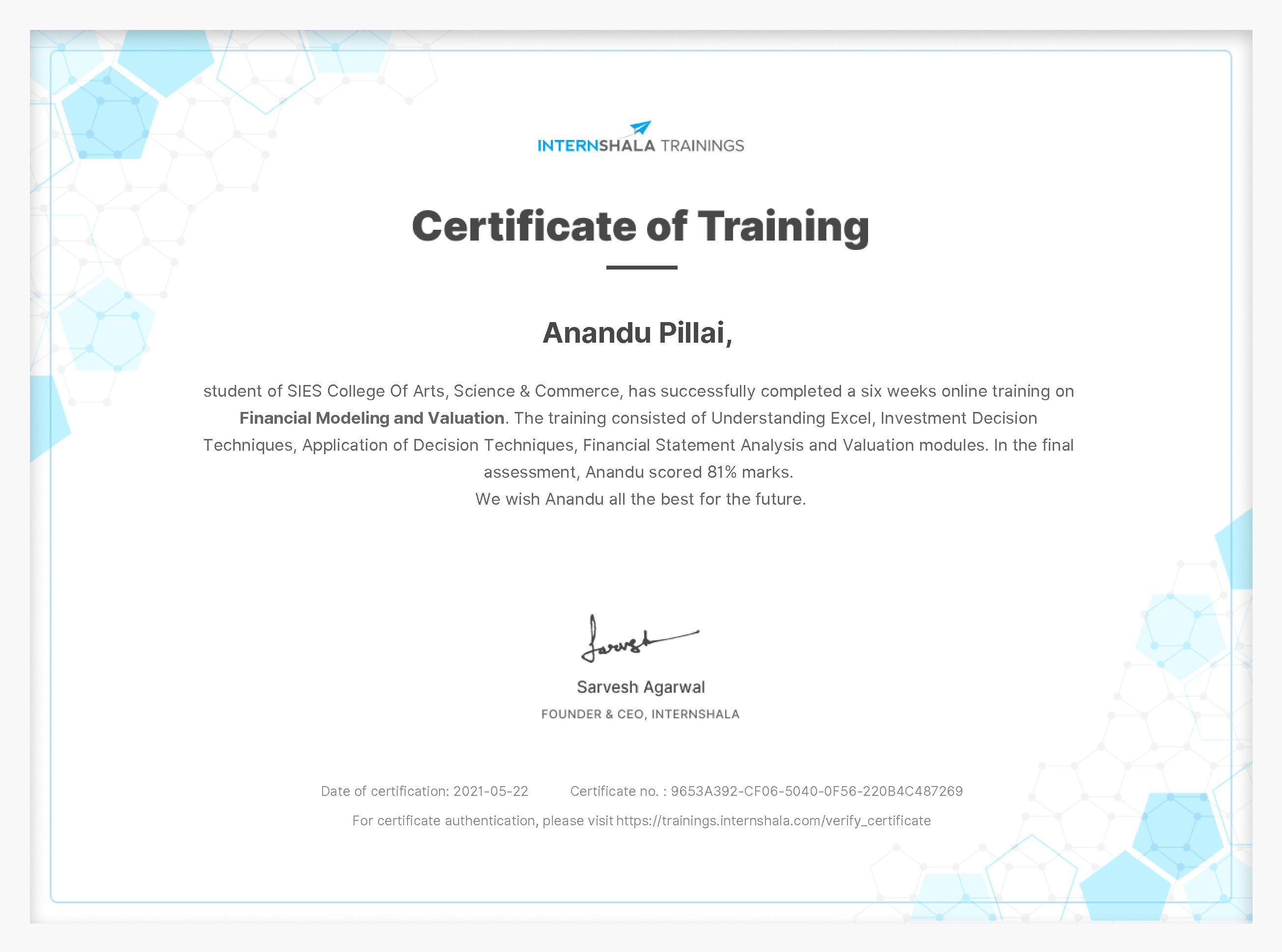 Certificate of completion
