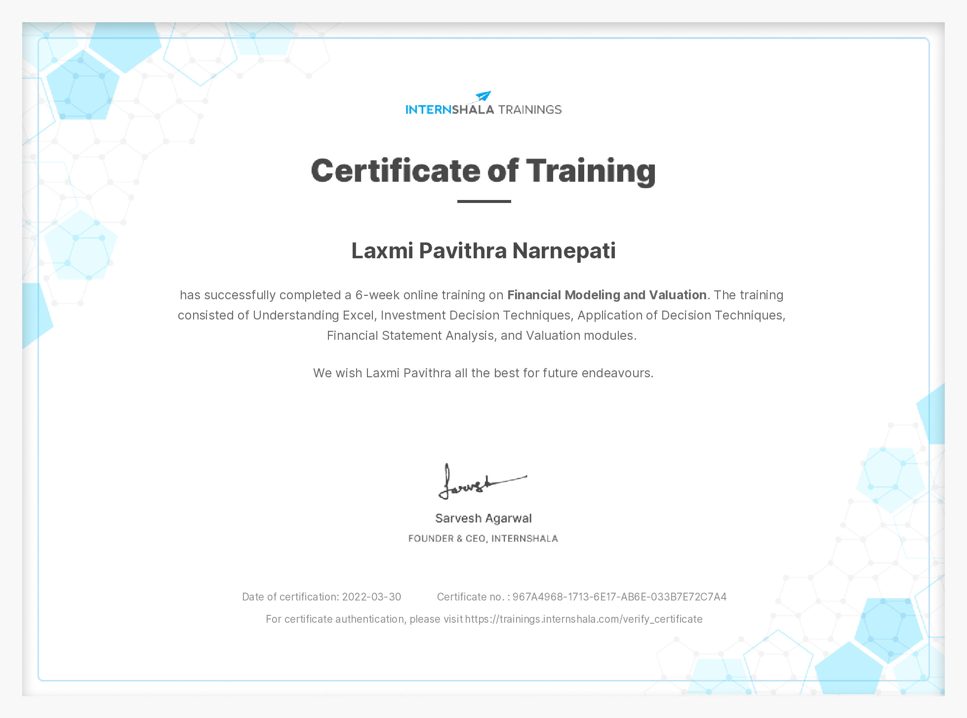 Certificate of completion