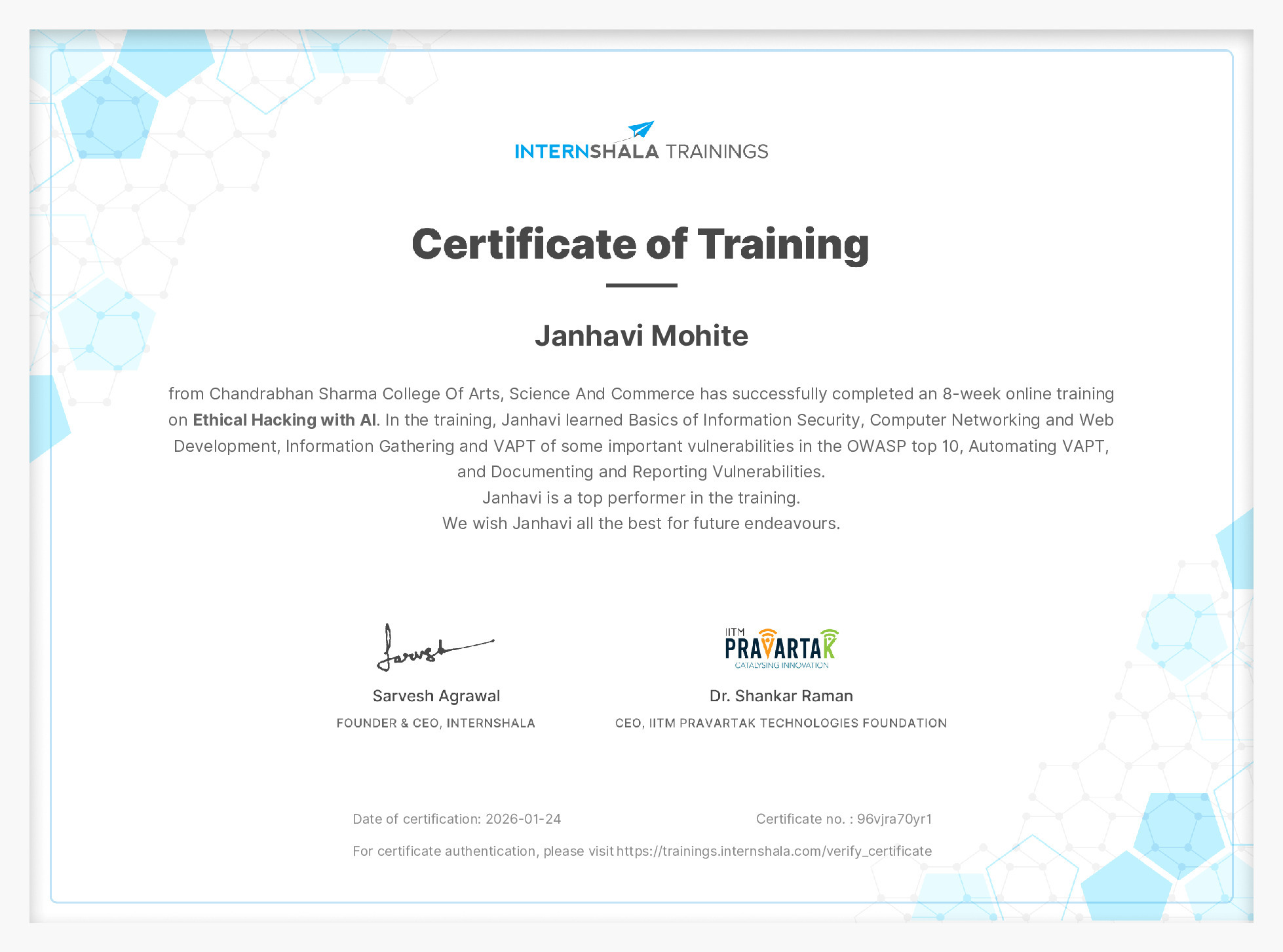 Certificate of completion