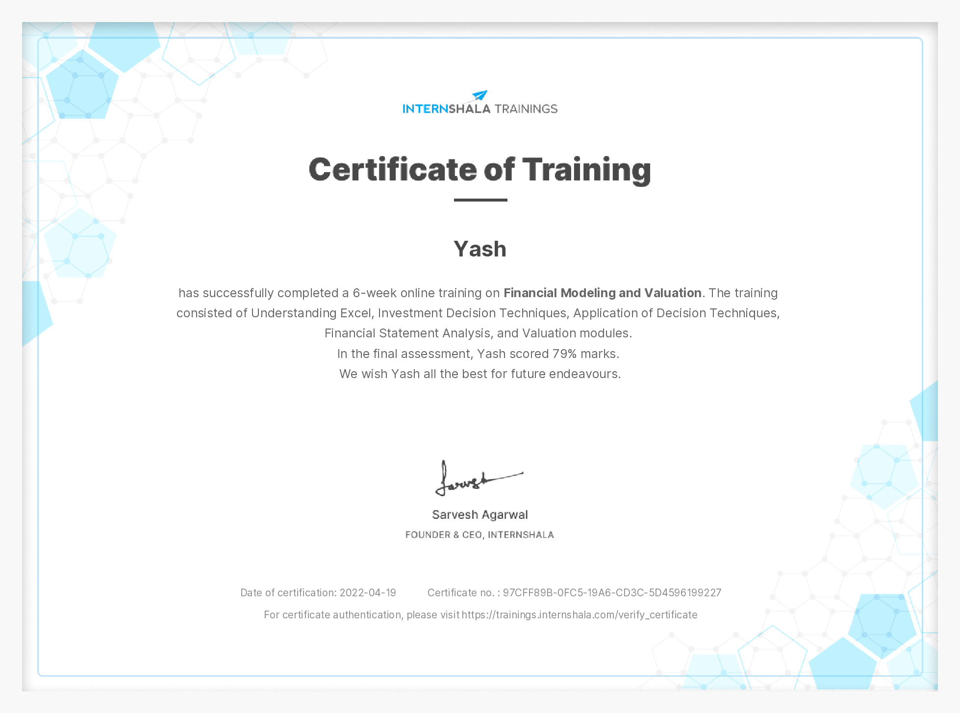 Certificate of completion