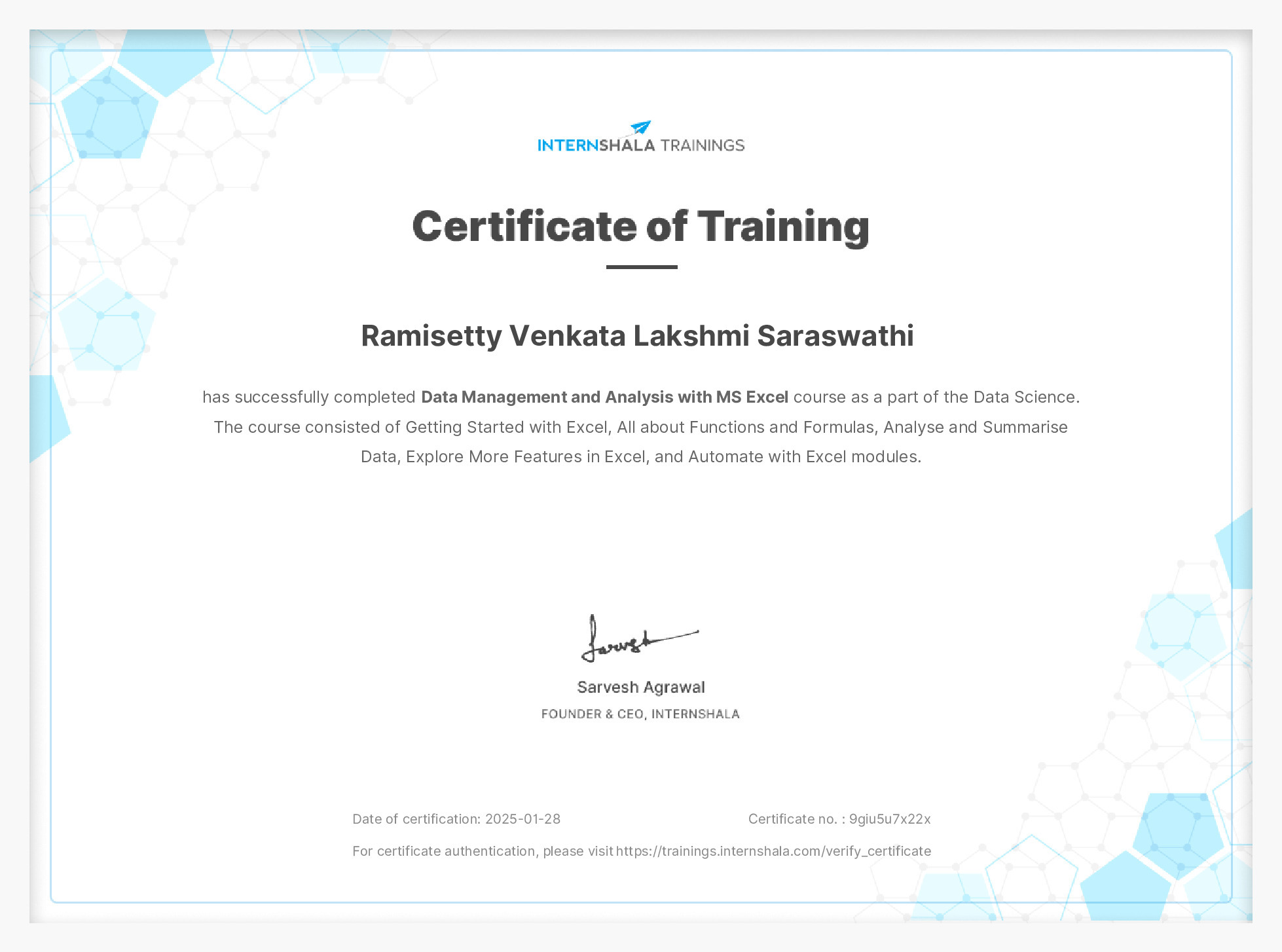 Certificate of completion