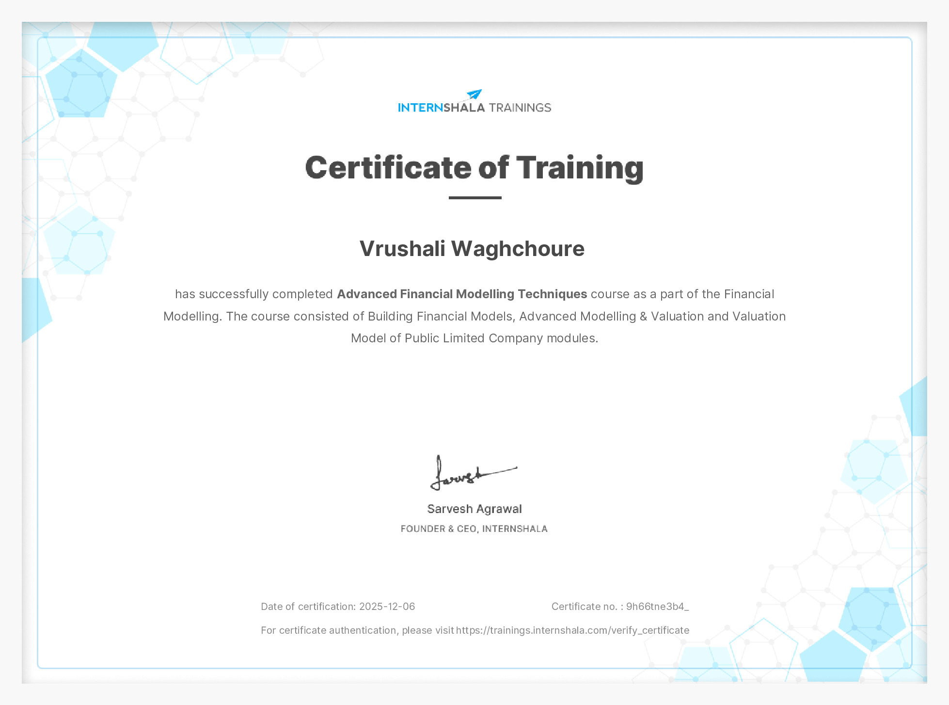 Certificate of completion