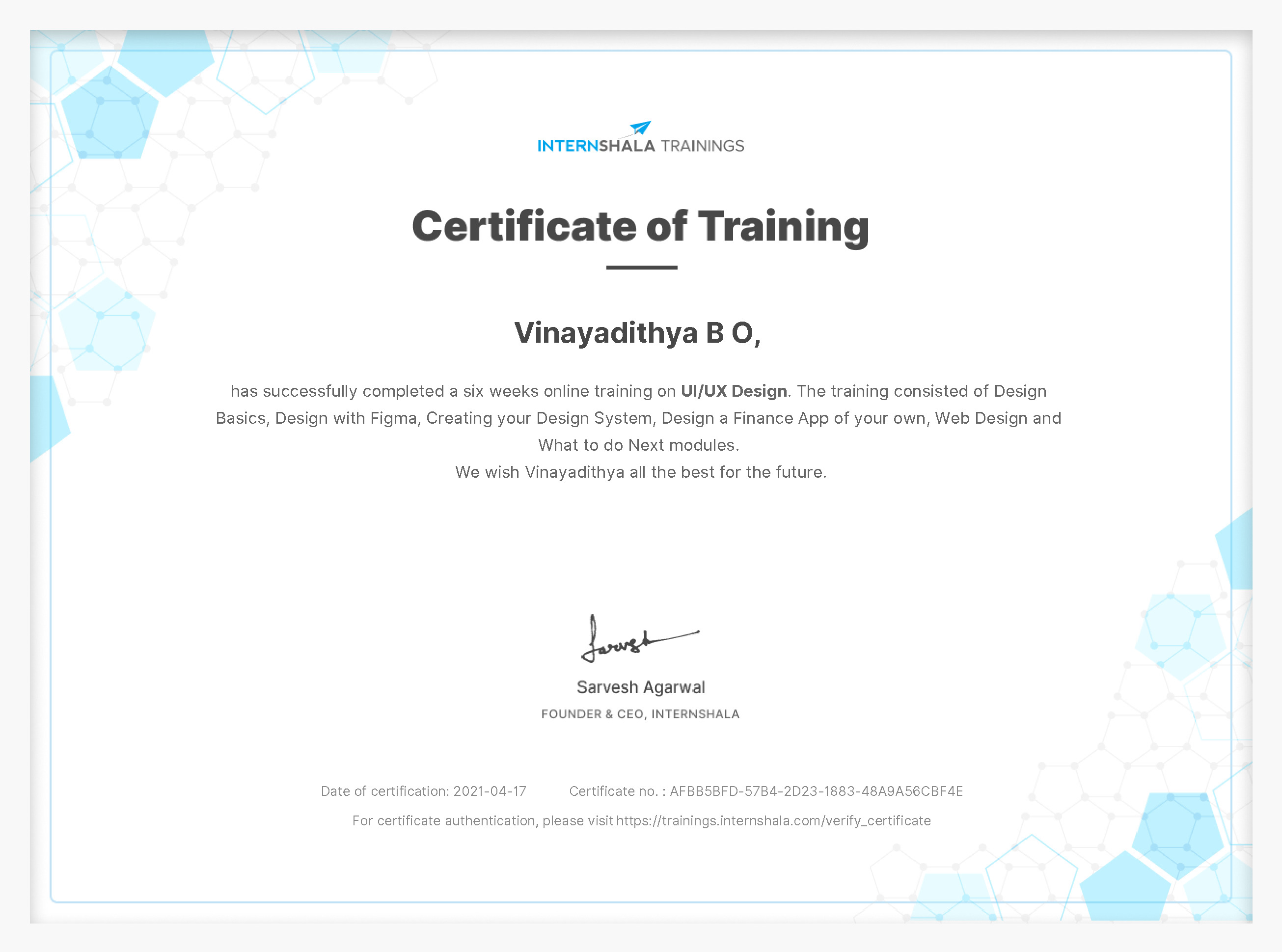 Certificate of completion