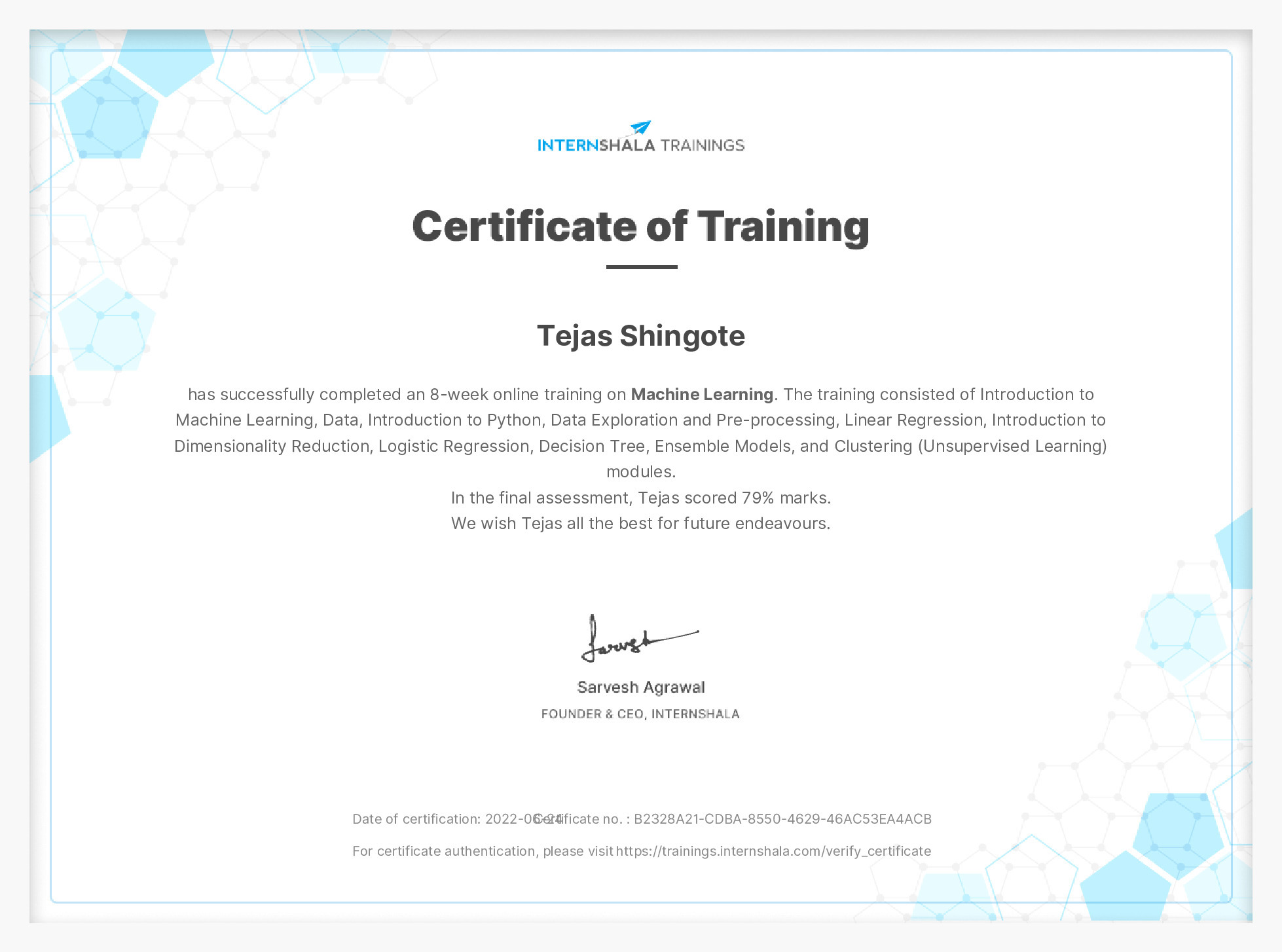 Certificate of completion