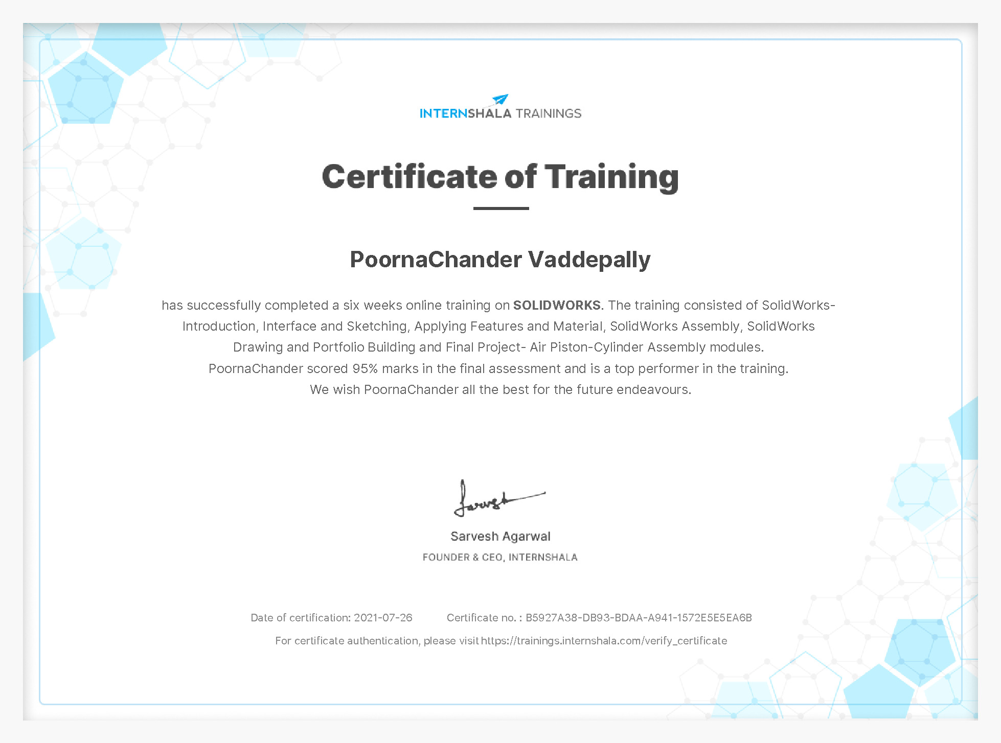 Certificate of completion