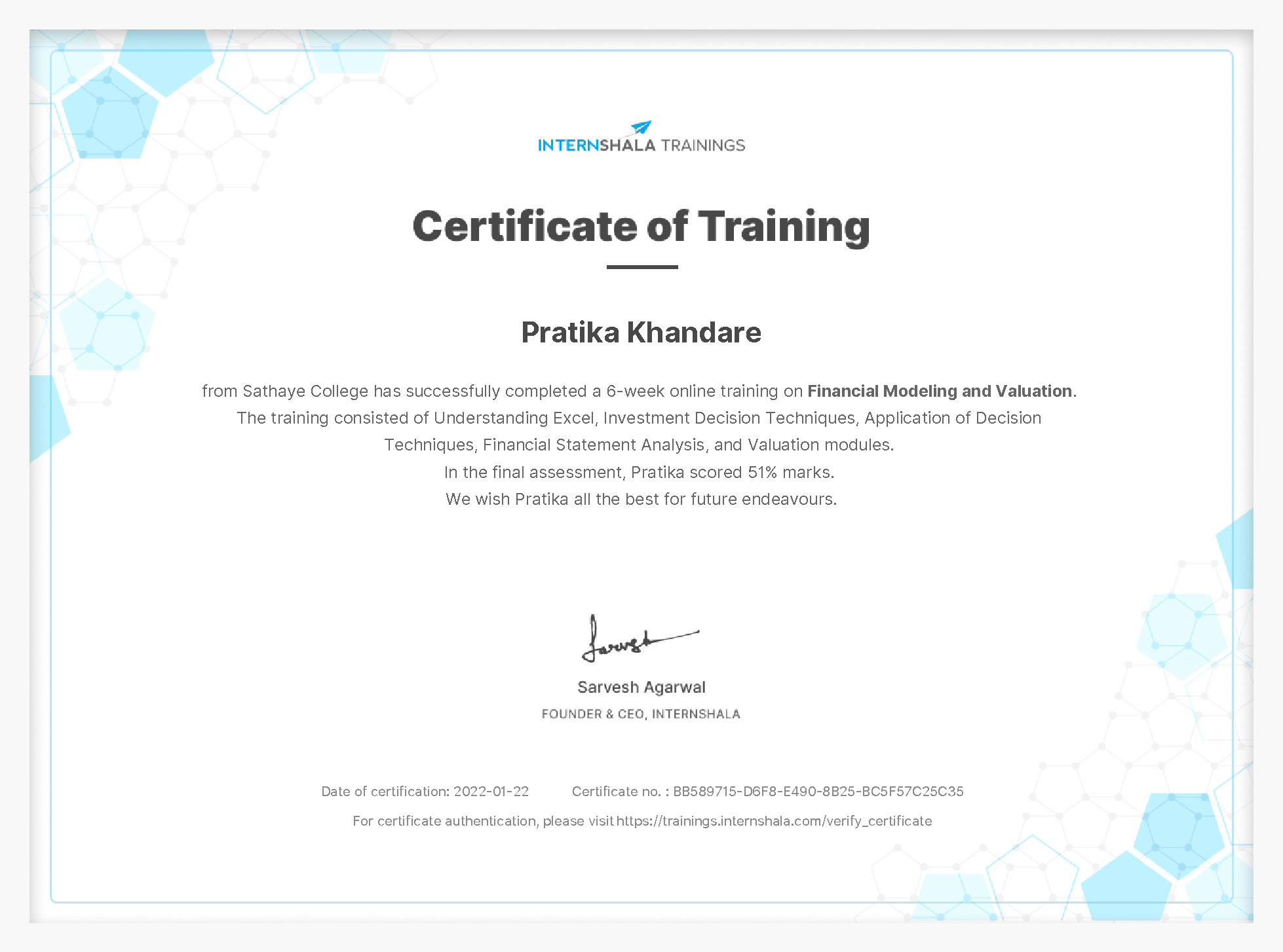 Certificate of completion