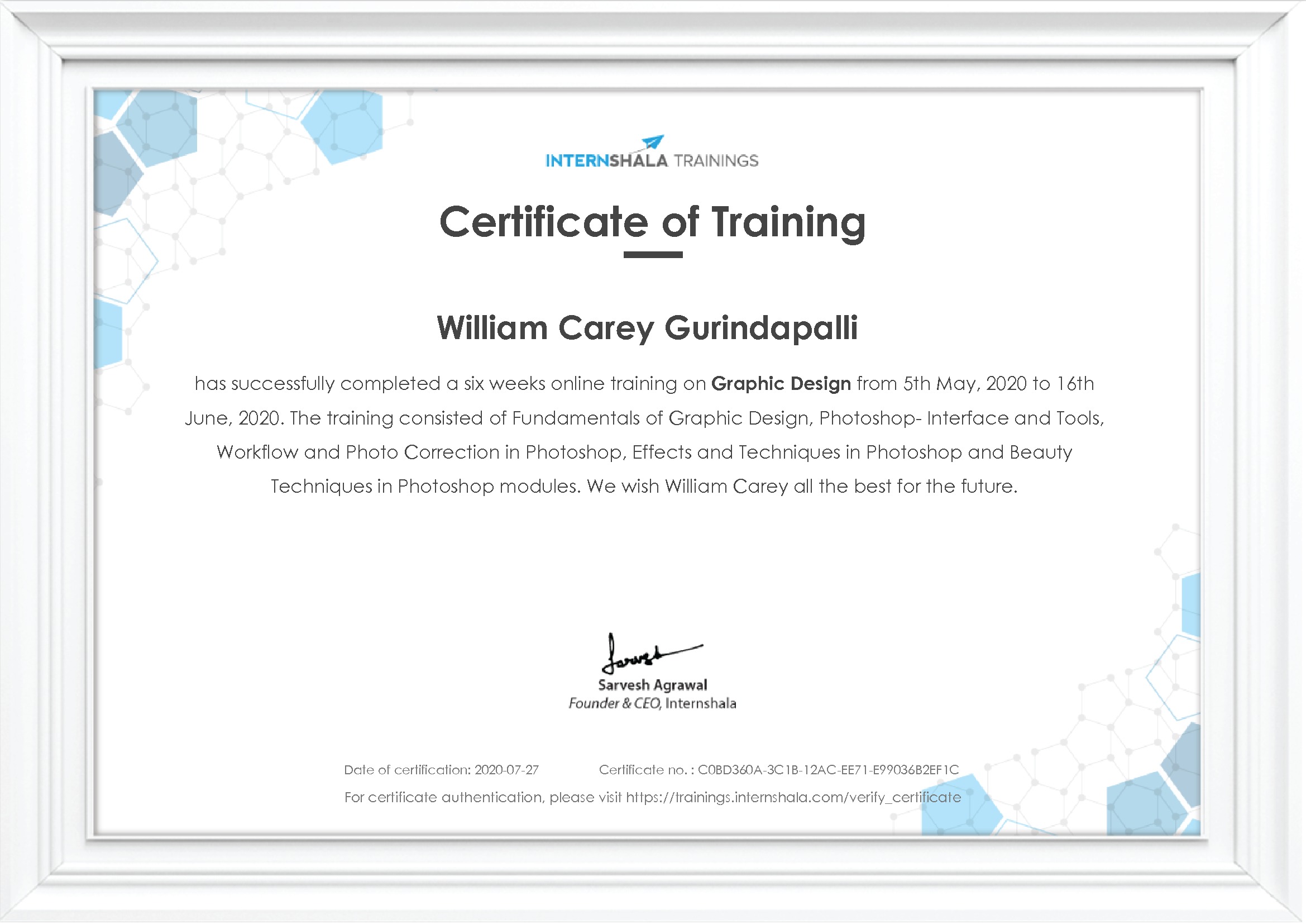 Certificate of completion