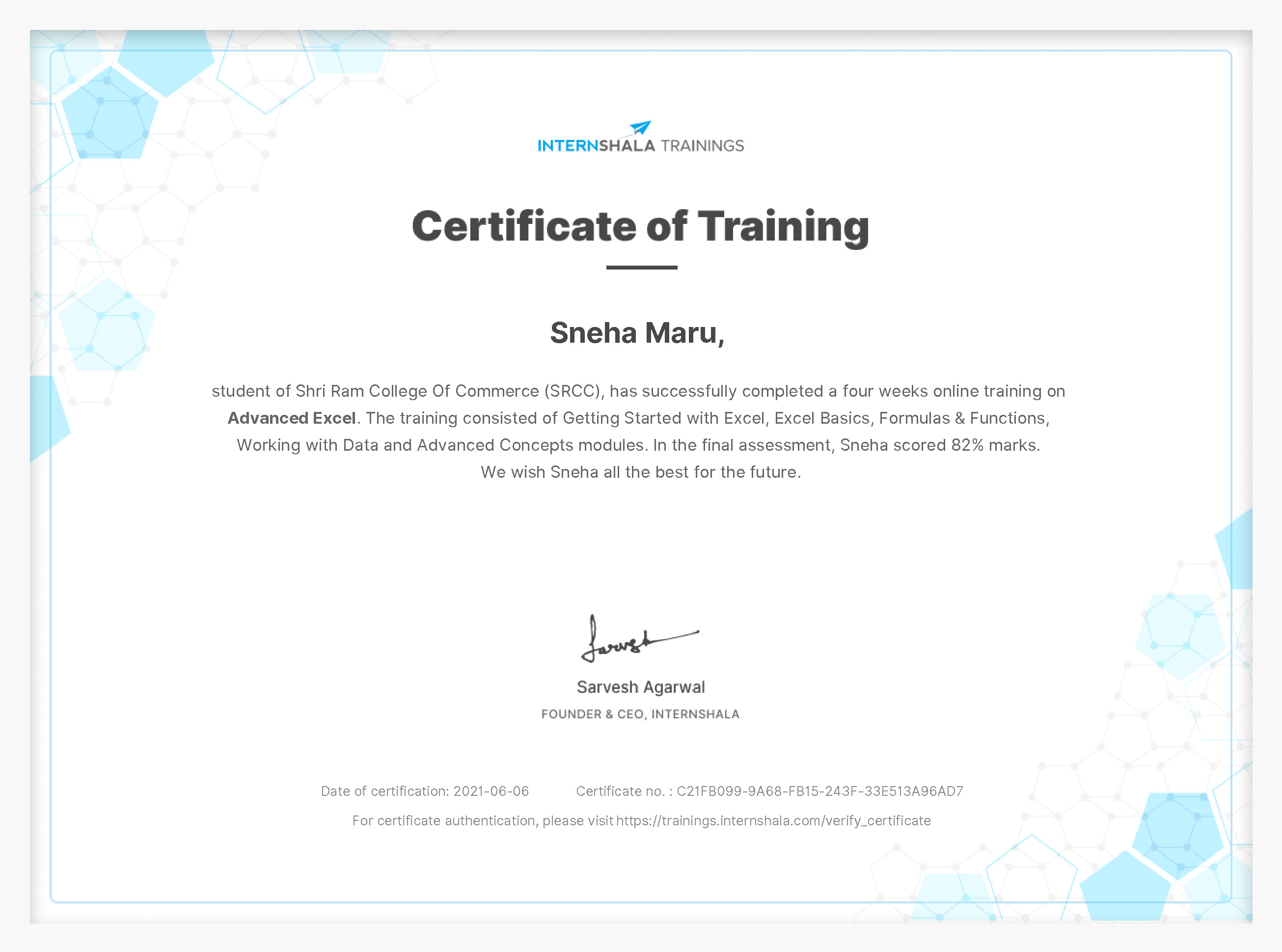 Certificate of completion