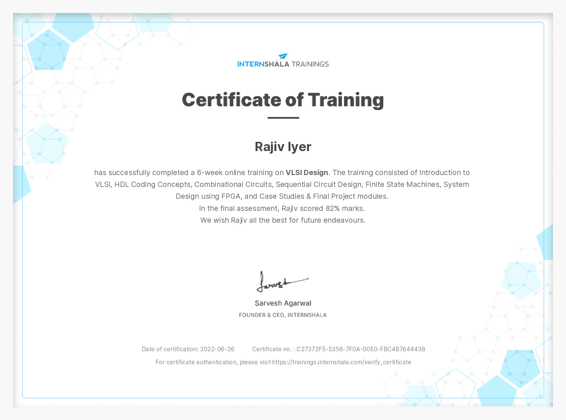 Certificate of completion