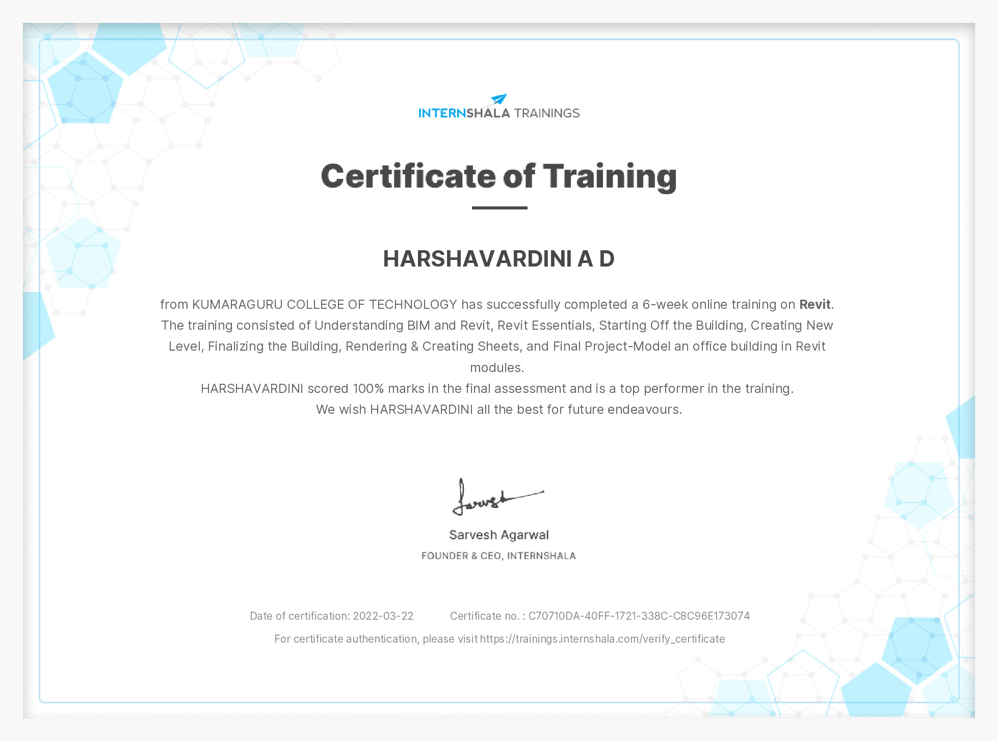 Certificate of completion