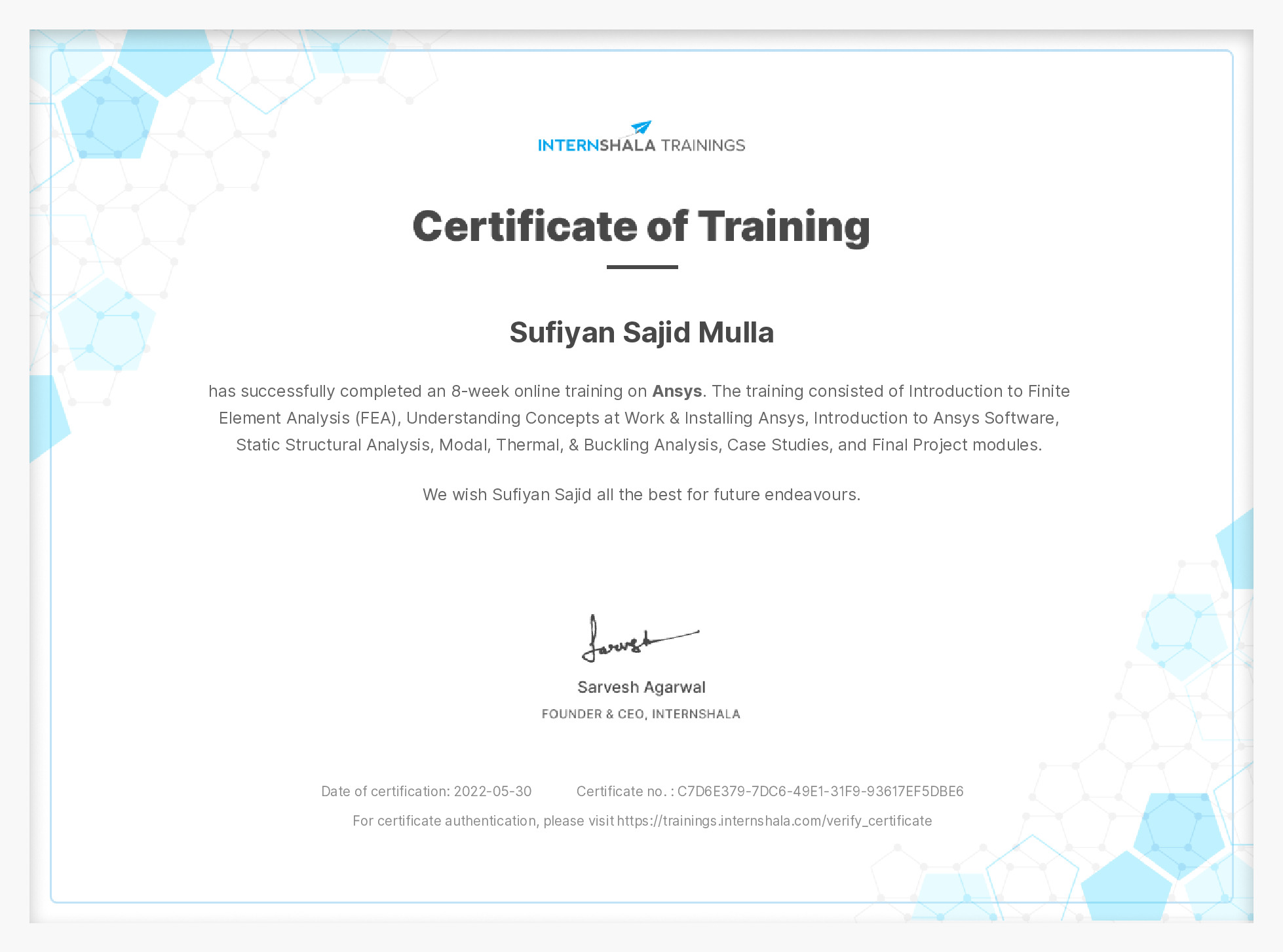 Certificate of completion