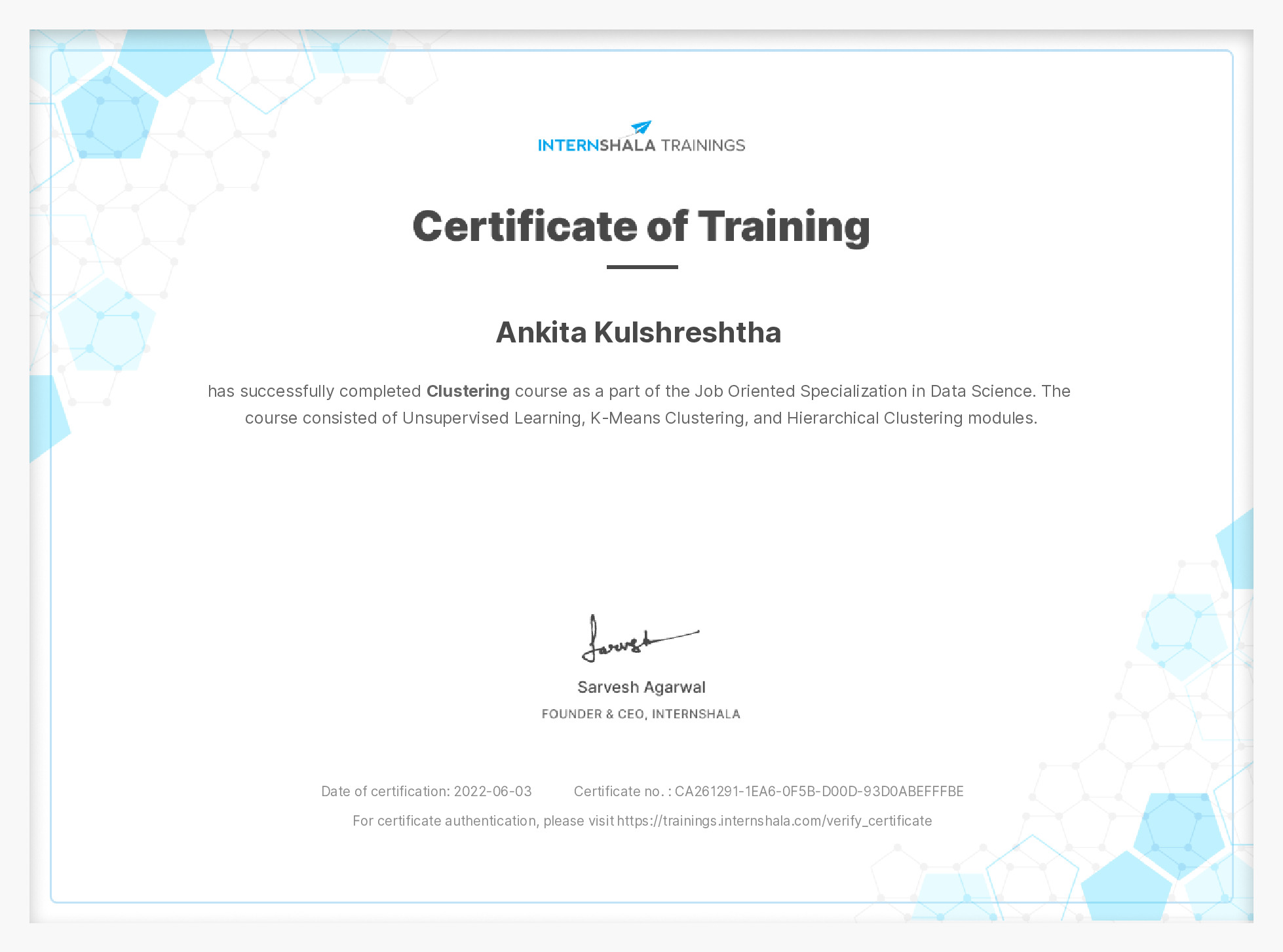Certificate of completion