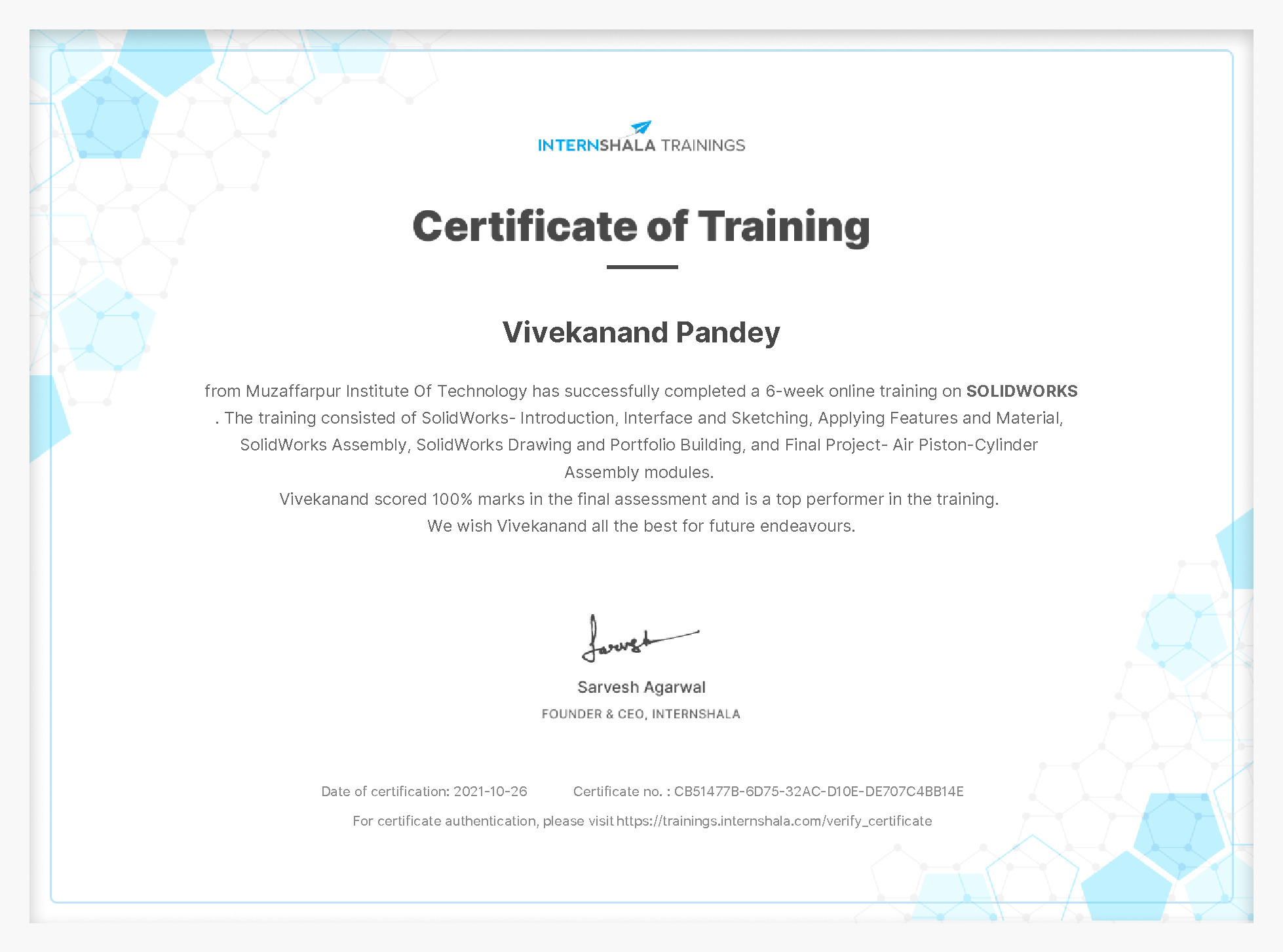 Certificate of completion