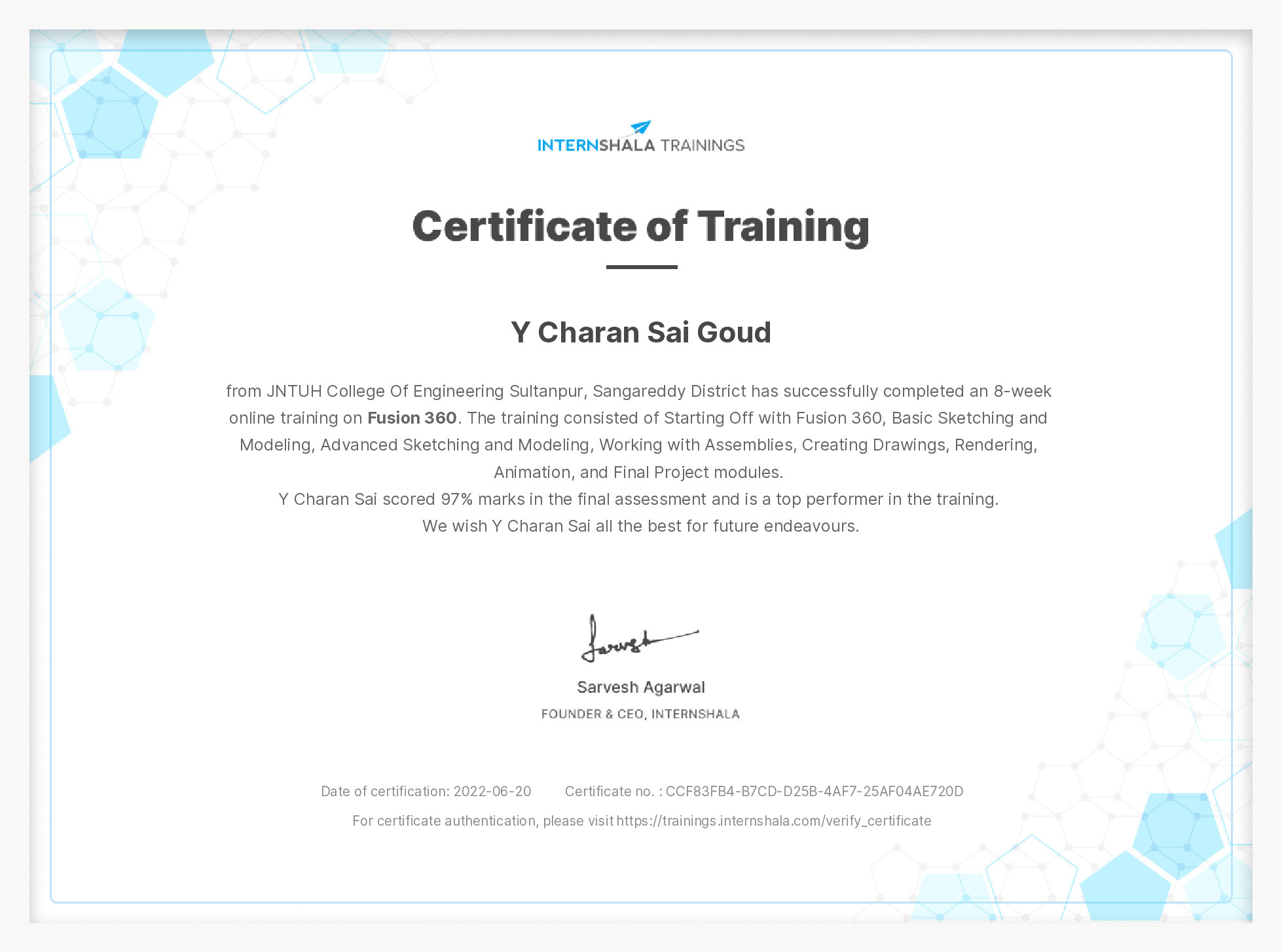 Certificate of completion