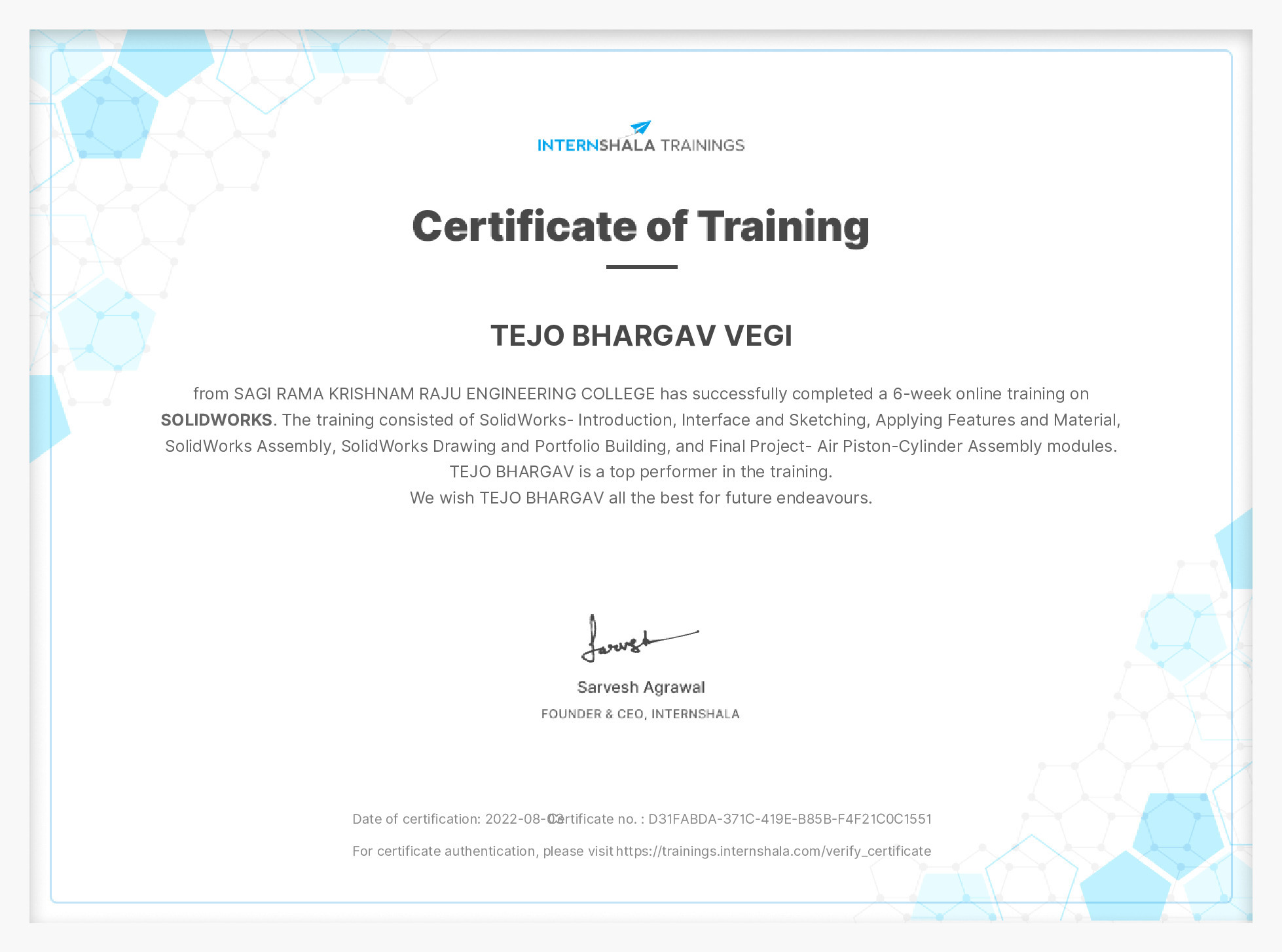 Certificate of completion