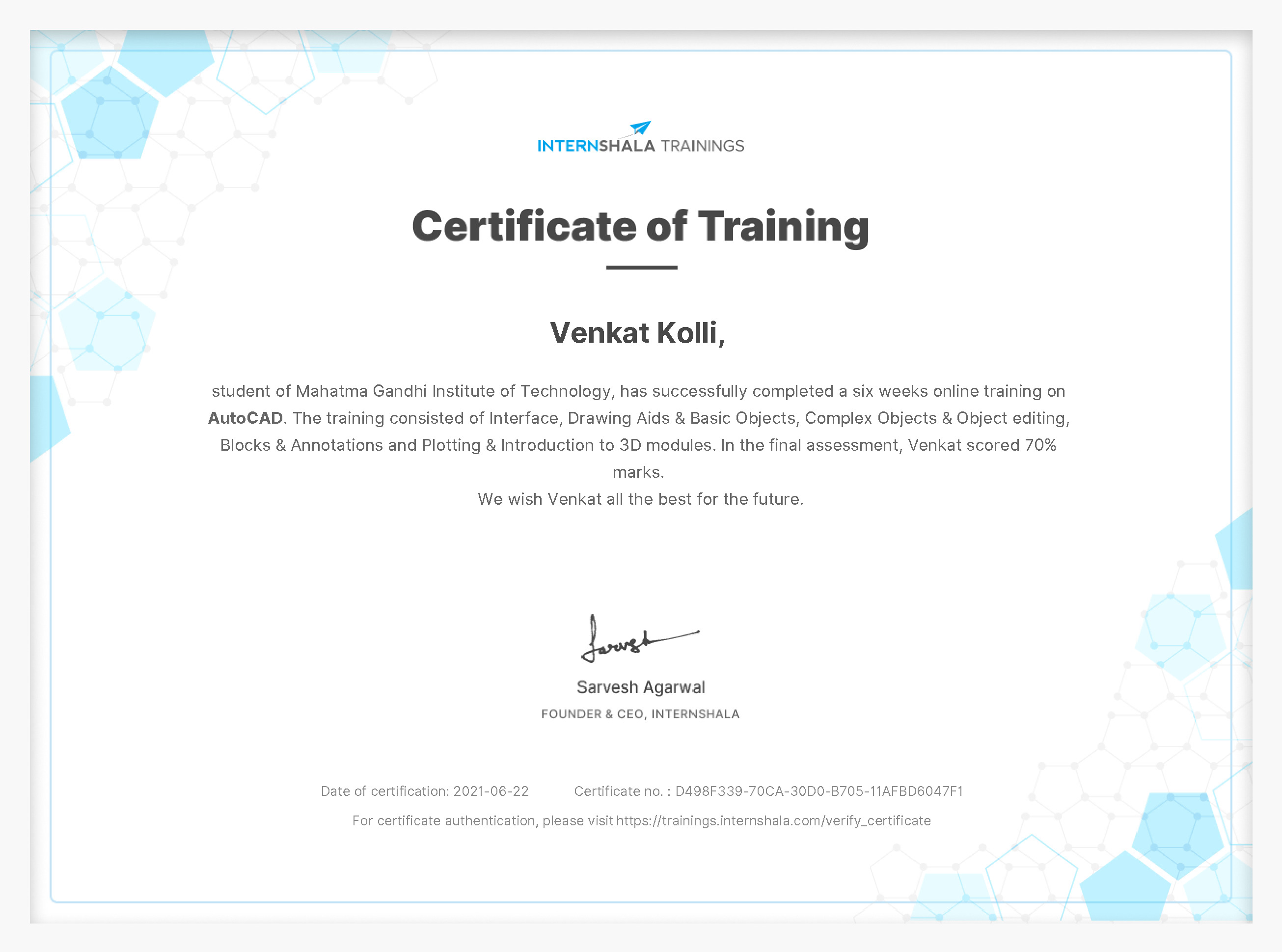 Certificate of completion