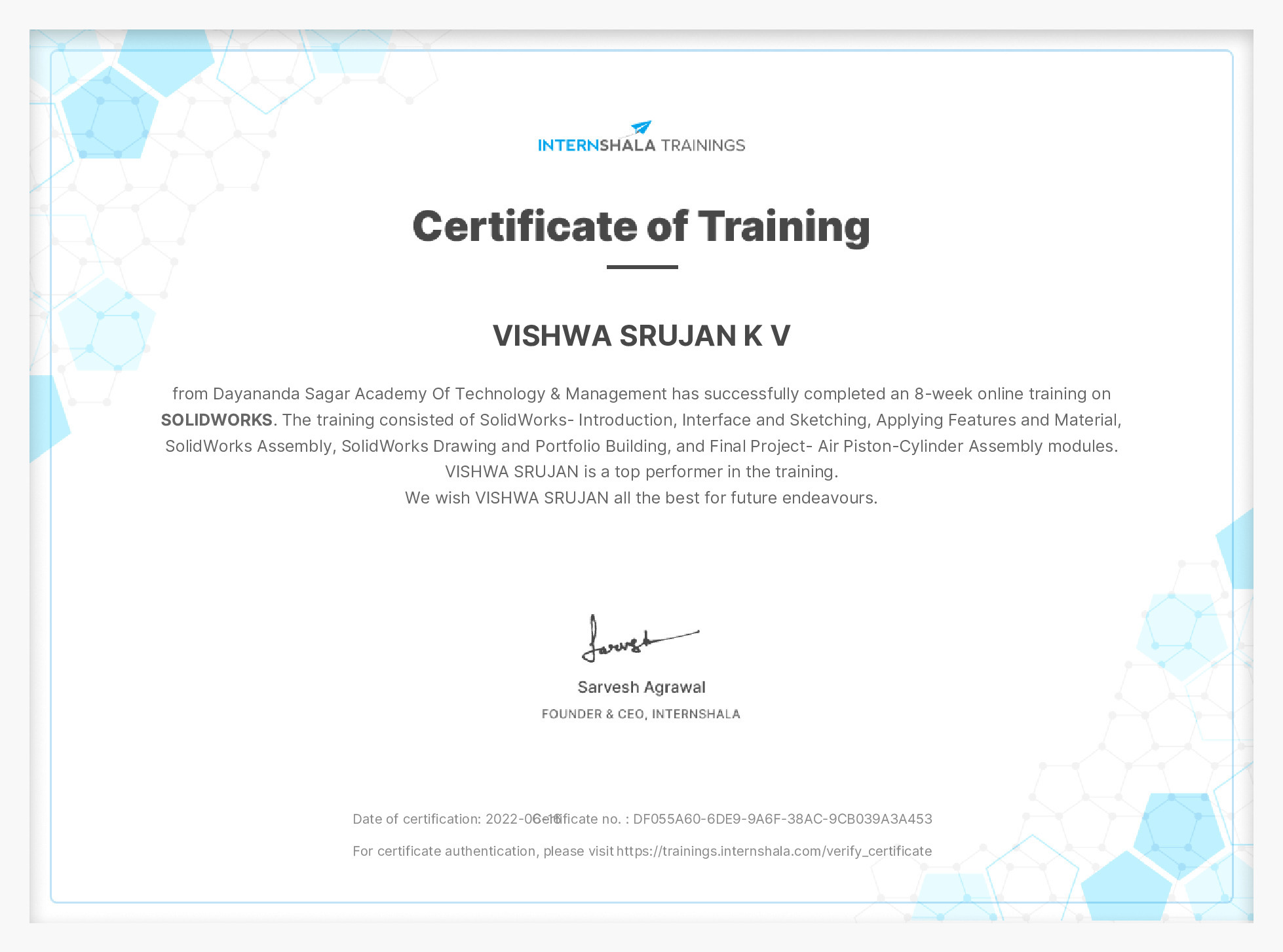 Certificate of completion