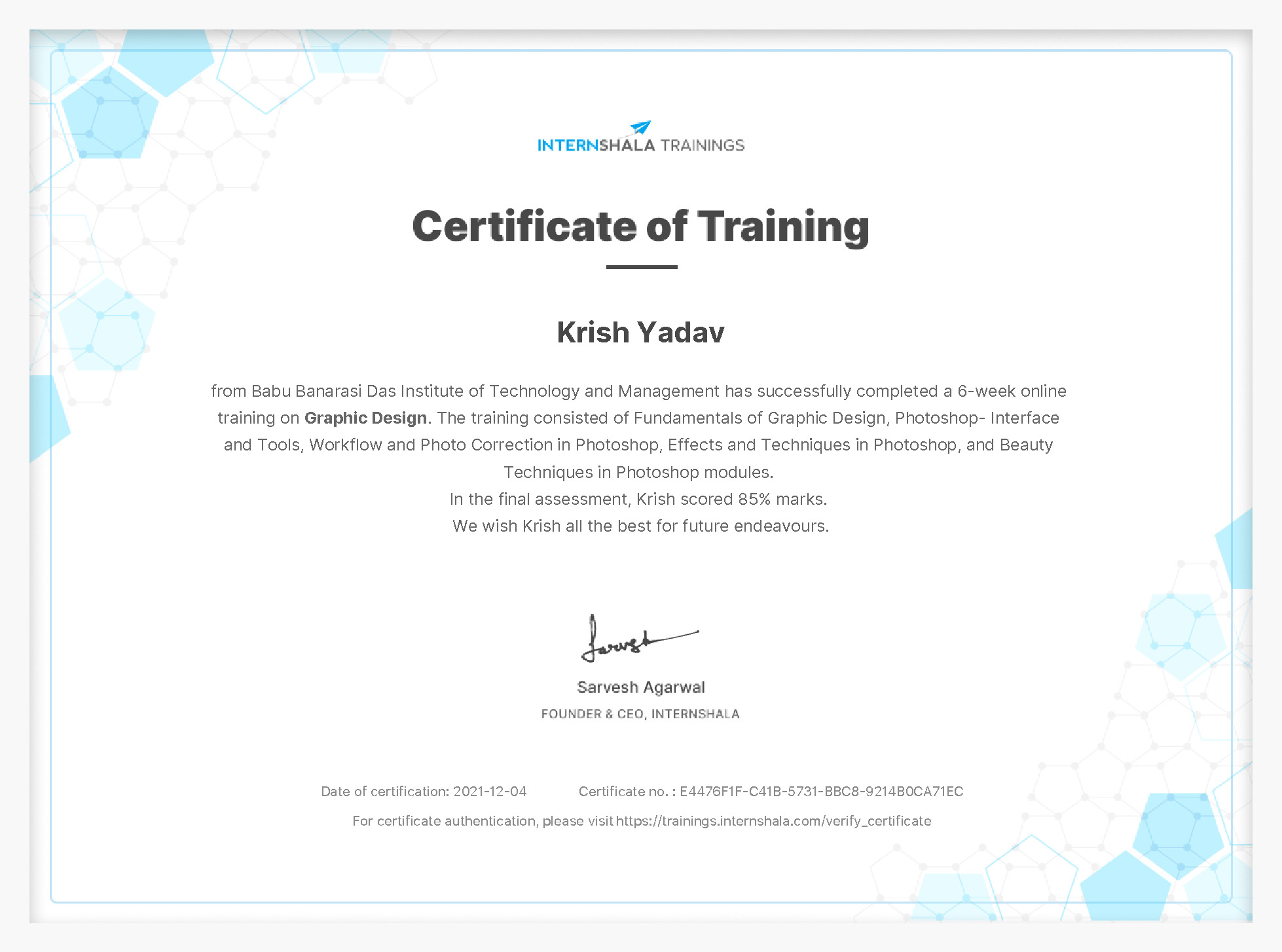 Certificate of completion