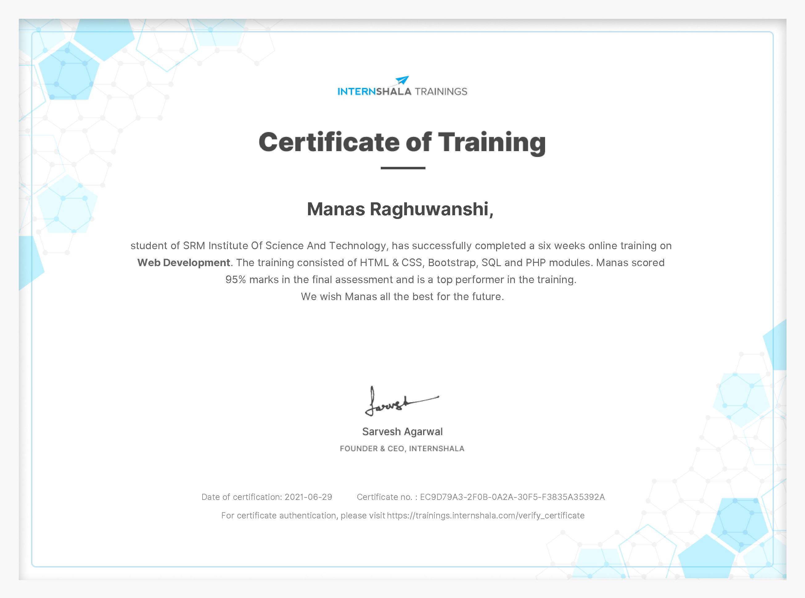 Certificate of completion